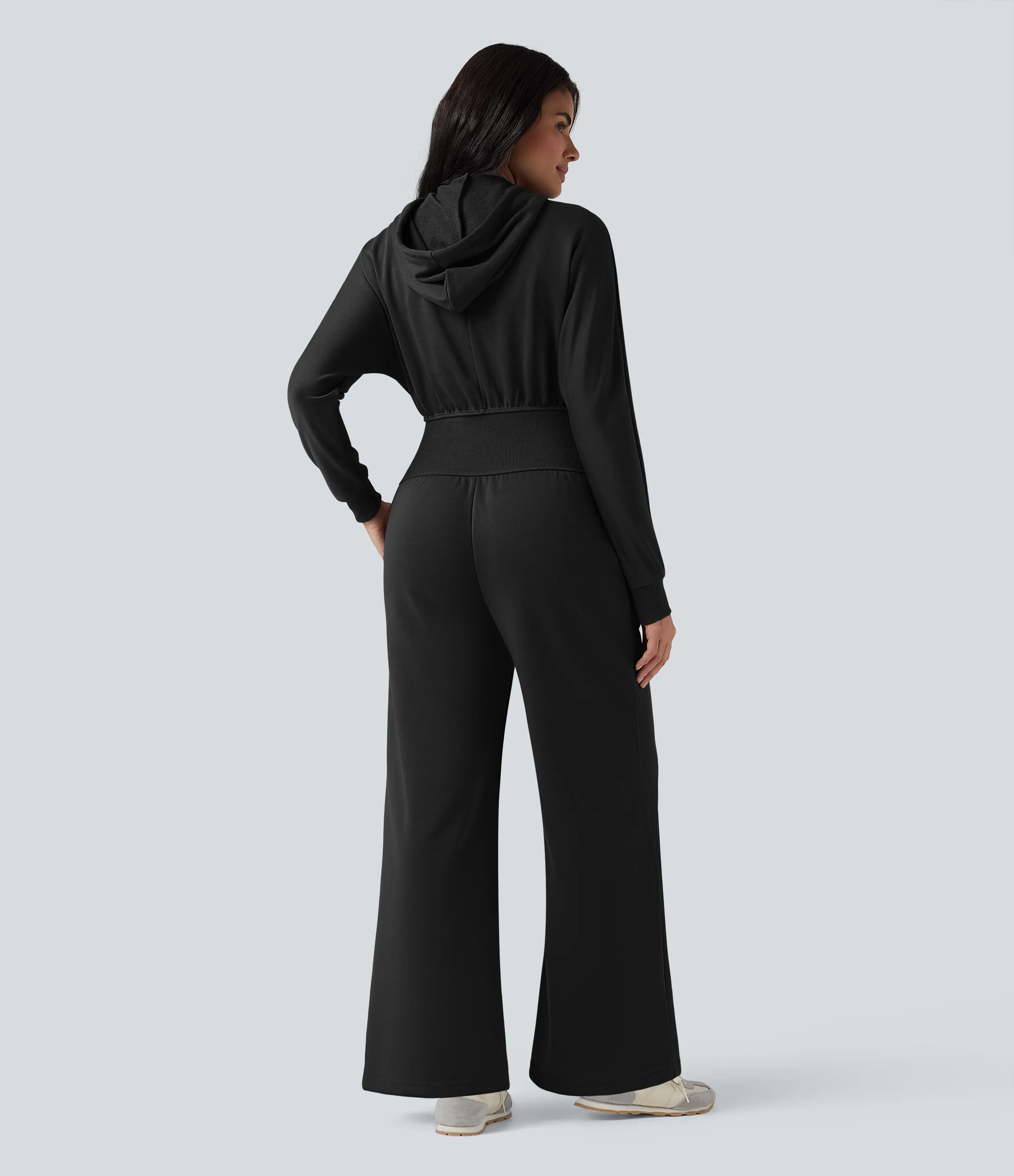 Halara Jumpsuit casual de manga larga con capucha y cordón ajustable con bolsillos - Black - M(regular) sold by Halara product image thumbnail 3