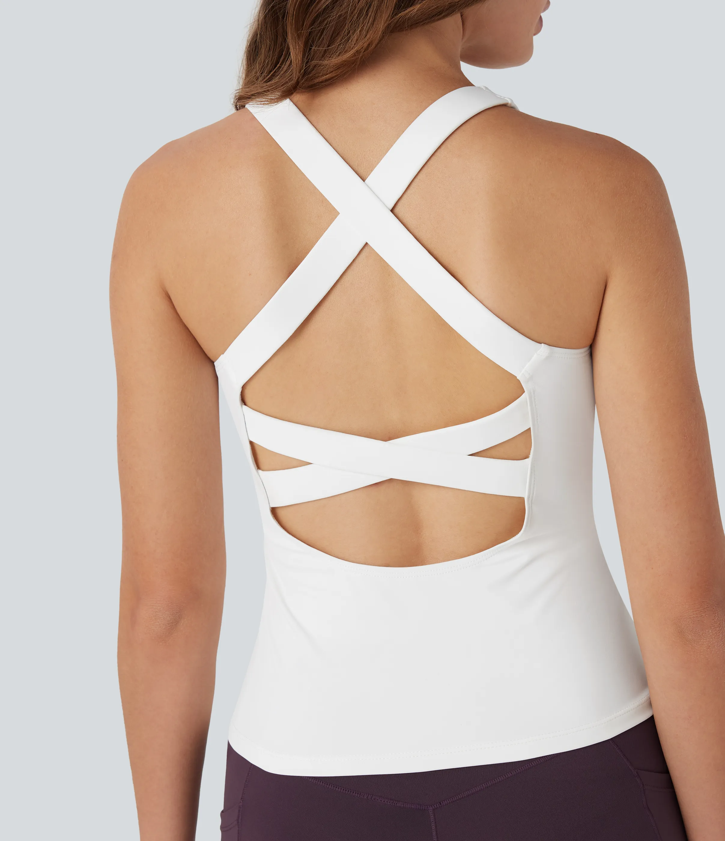 Halara Camiseta de tirantes cruzada para running con espalda abierta - White - XL sold by Halara product image thumbnail 5