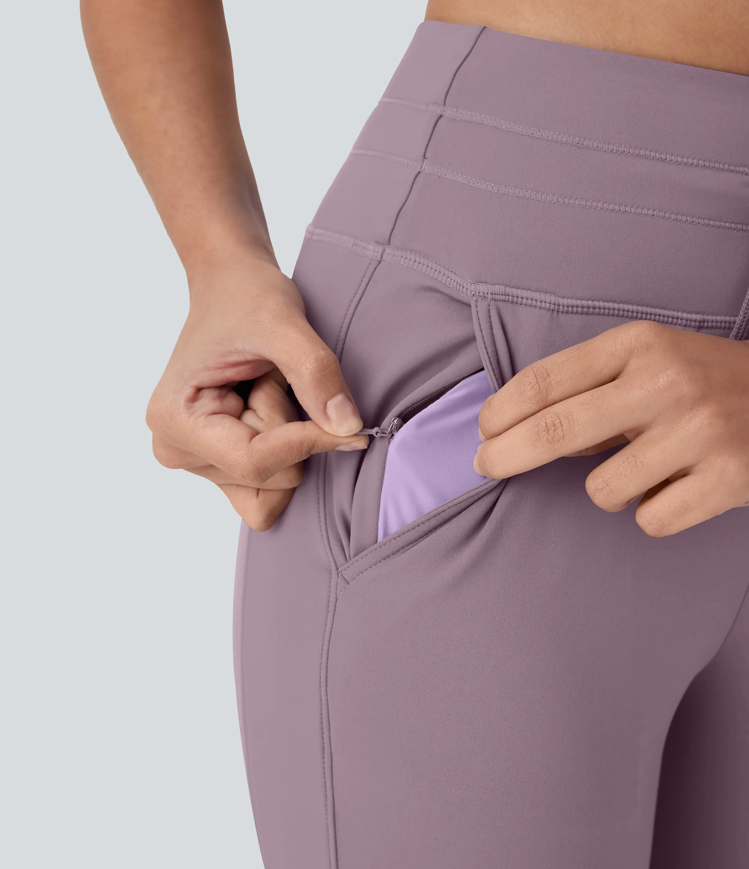 Halara Pantalón Softlyzero™ Plush deportivo yoga pedal bolsillo lateral cordón tiro alto - Mauve - XL(regular) sold by Halara product image thumbnail 5
