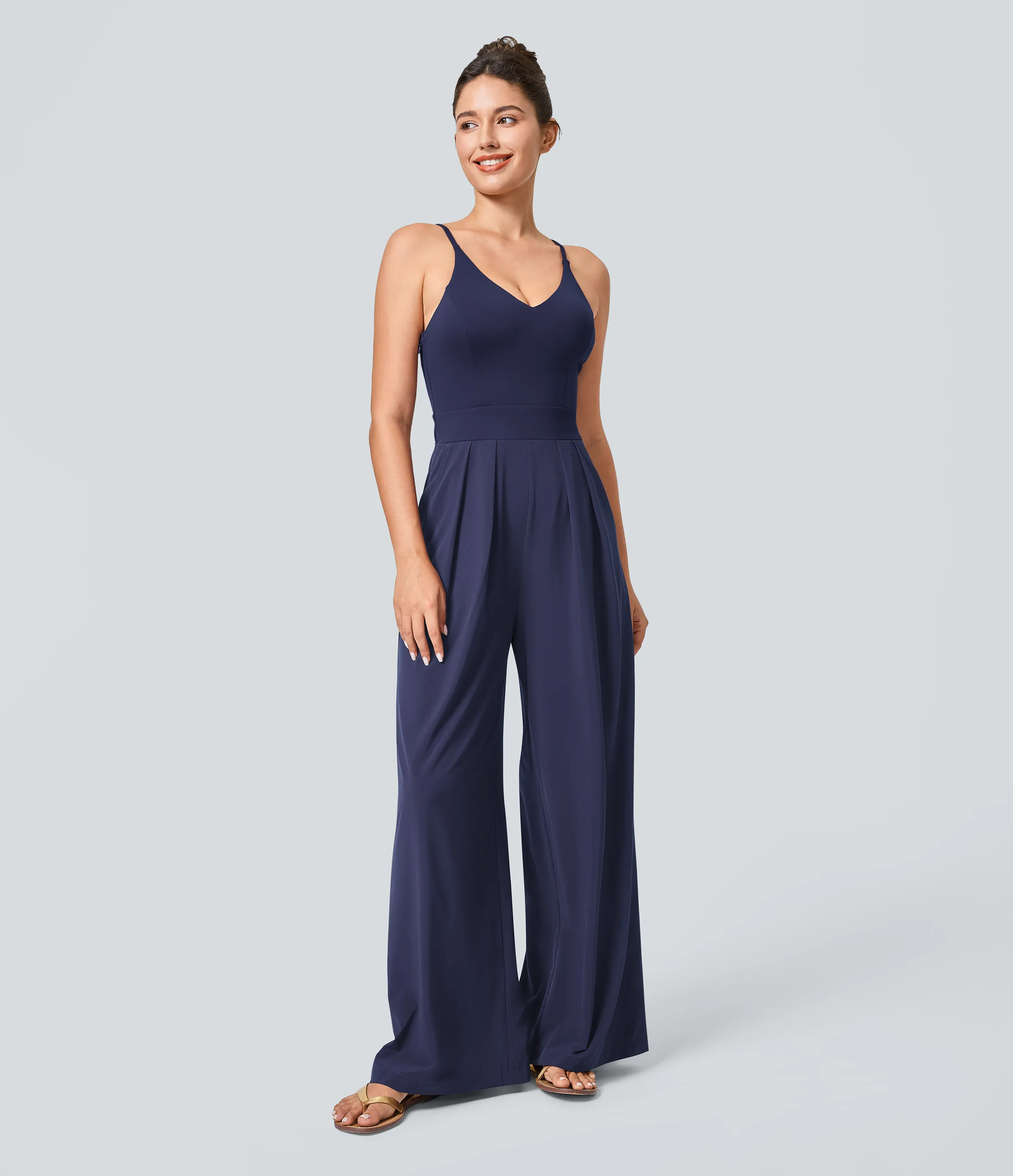 Halara Mono Breezeful™ Resort sin espalda cremallera lateral invisible bolsillo pierna ancha secado rápido - Patriot Blue - L(regular) sold by Halara product image thumbnail 2
