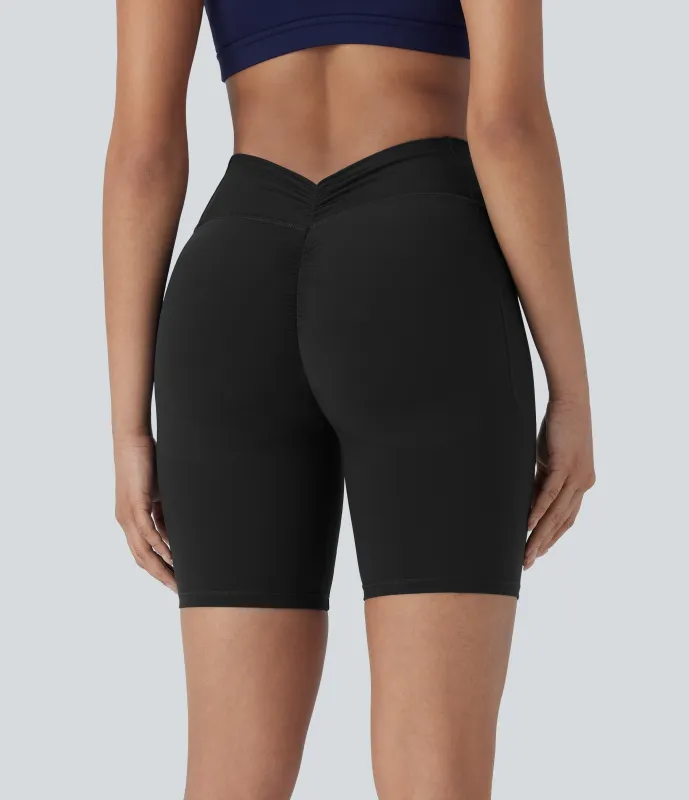 Halara Shorts biker de yoga moldeadores push-up Halara UltraSculpt de tiro alto con fruncido y reductor de abdomen en largo de 17cm con bolsillos - Black - S made by Halara