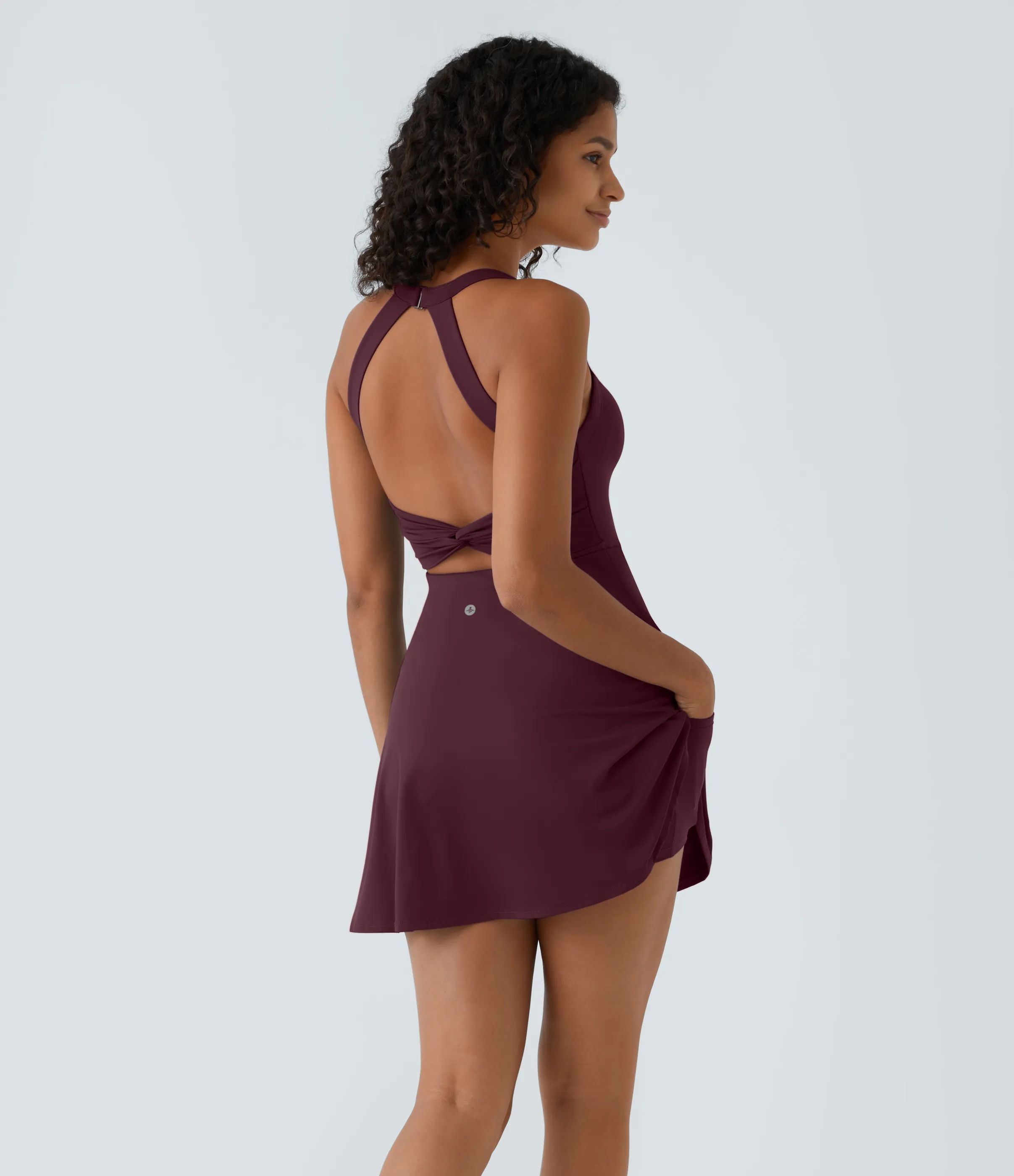 Halara Vestido activo baile mini vuelo retorcido sin espalda Longitud más larga - Fig - L(Long) sold by Halara product image thumbnail 4