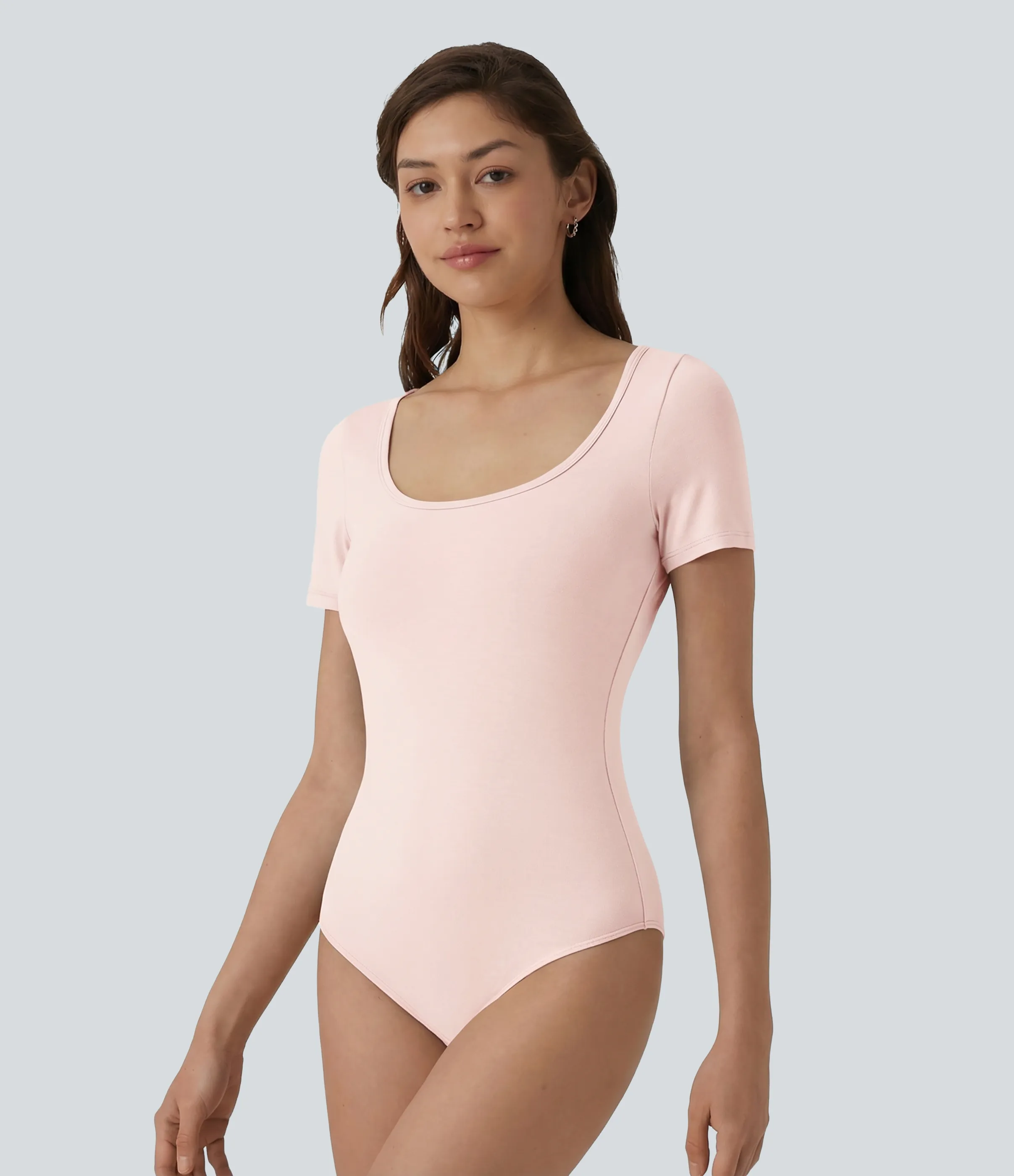 Halara Body oficina ajustado botón presión manga corta cuello U - Sheer Pink - XL sold by Halara product image thumbnail 3