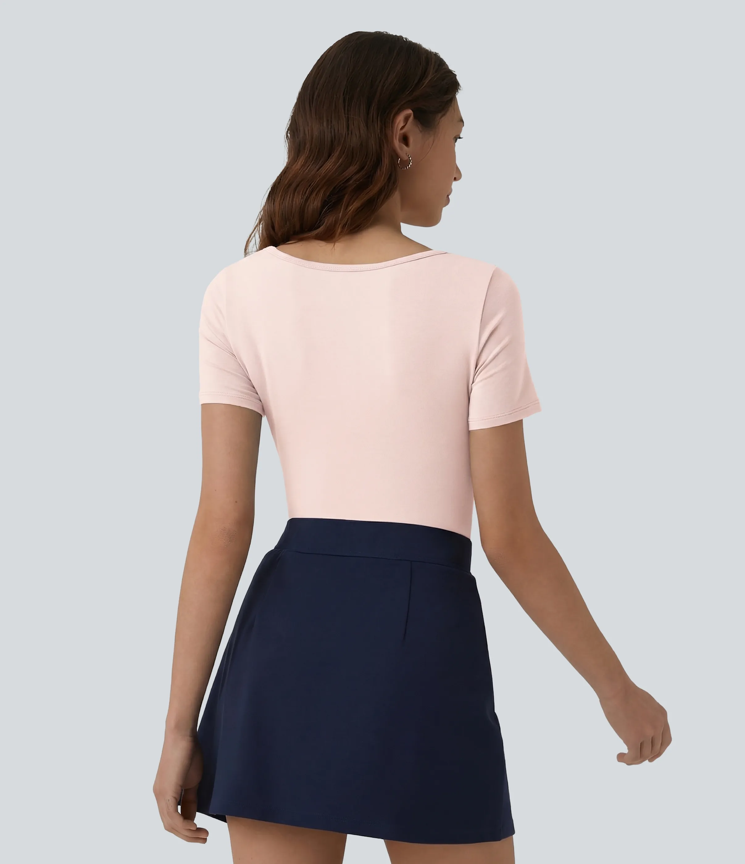 Halara Body oficina ajustado botón presión manga corta cuello U - Sheer Pink - XL sold by Halara product image thumbnail 4