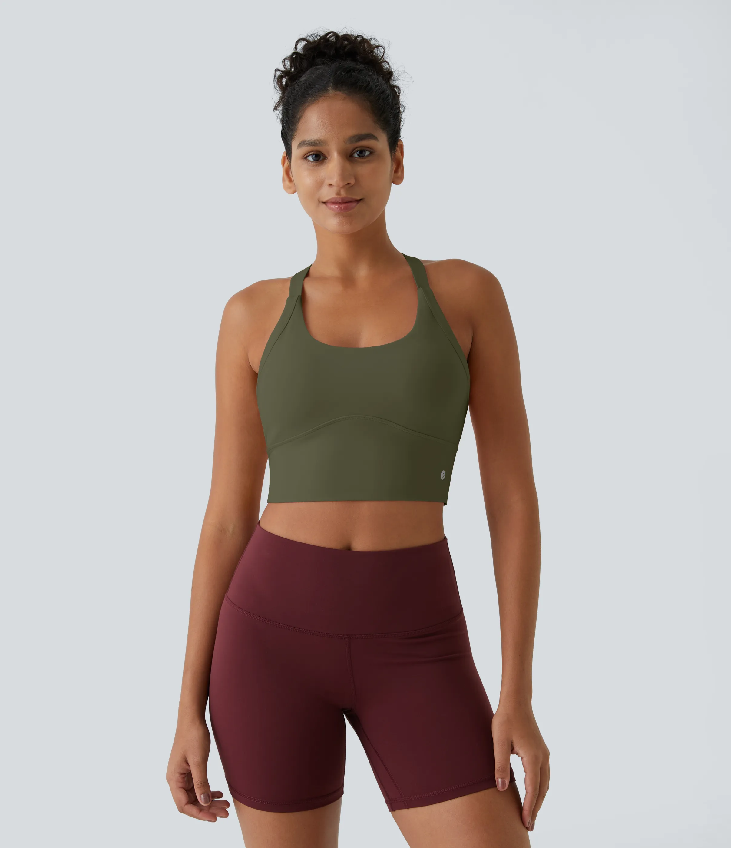 Halara Top corto de yoga SoftlyZero™ Plush afelpado con abertura en copas D-F - Grass Grey Green - XL sold by Halara product image thumbnail 3