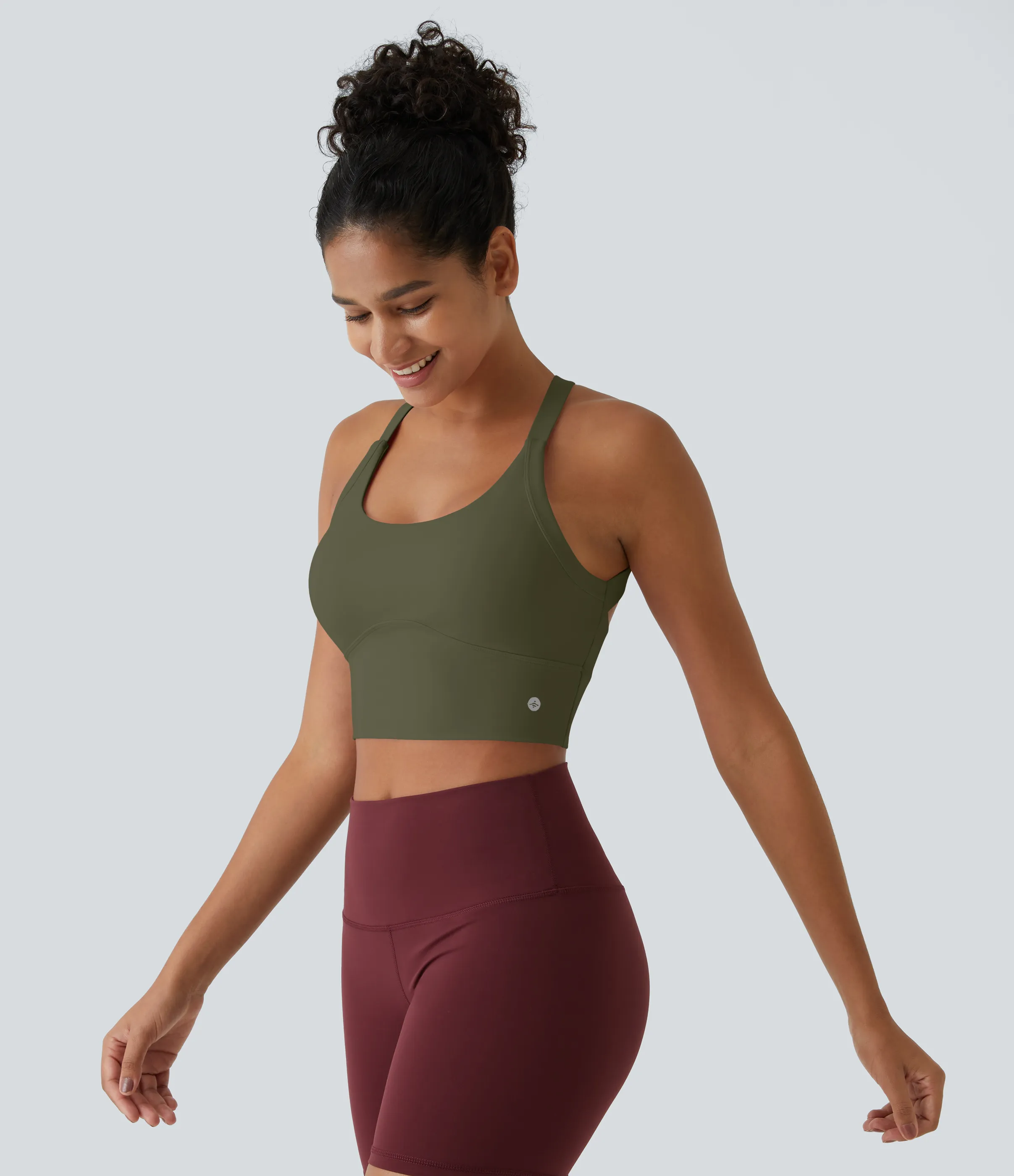 Halara Top corto de yoga SoftlyZero™ Plush afelpado con abertura en copas D-F - Grass Grey Green - XL sold by Halara product image thumbnail 4