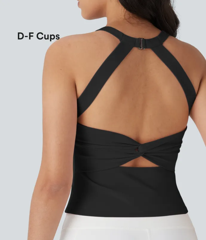 Halara Top de yoga SoftlyZero™ Plush afelpado con abertura en copas D-F - Black - XL made by Halara