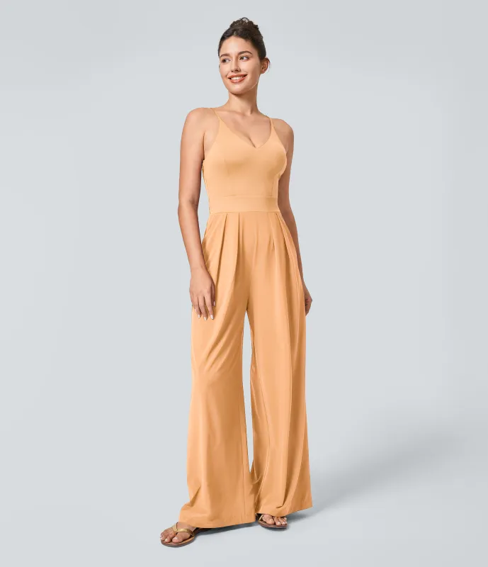 Halara Mono Breezeful™ Resort sin espalda cremallera lateral invisible bolsillo pierna ancha secado rápido - Peach Orange - XL(regular) made by Halara