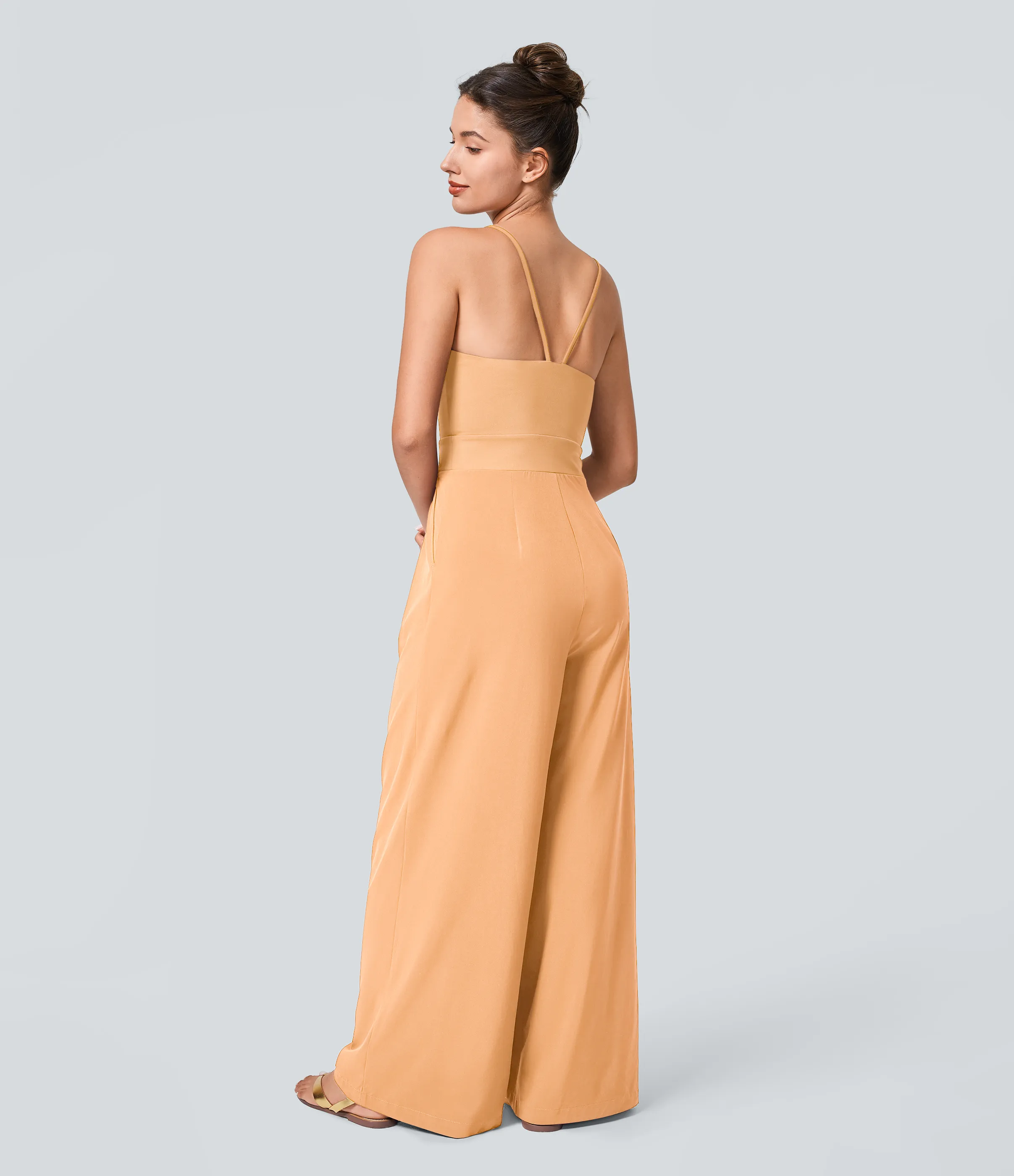 Halara Mono Breezeful™ Resort sin espalda cremallera lateral invisible bolsillo pierna ancha secado rápido - Peach Orange - XL(regular) sold by Halara product image thumbnail 3