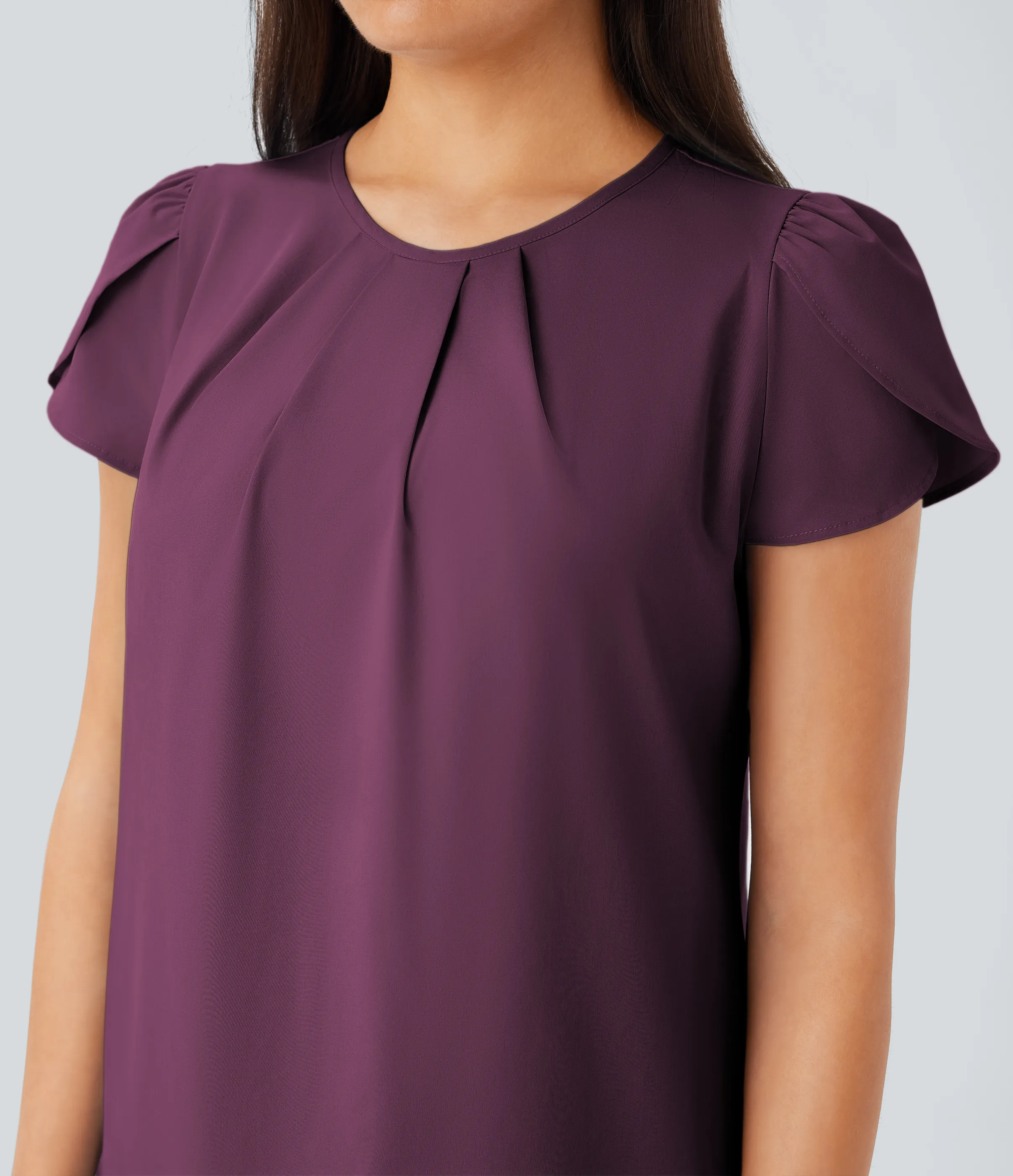 Halara Camiseta Breezeful™ oficina secado rápido cuello redondo manga corta abertura espalda - Amaranth - S sold by Halara product image thumbnail 5