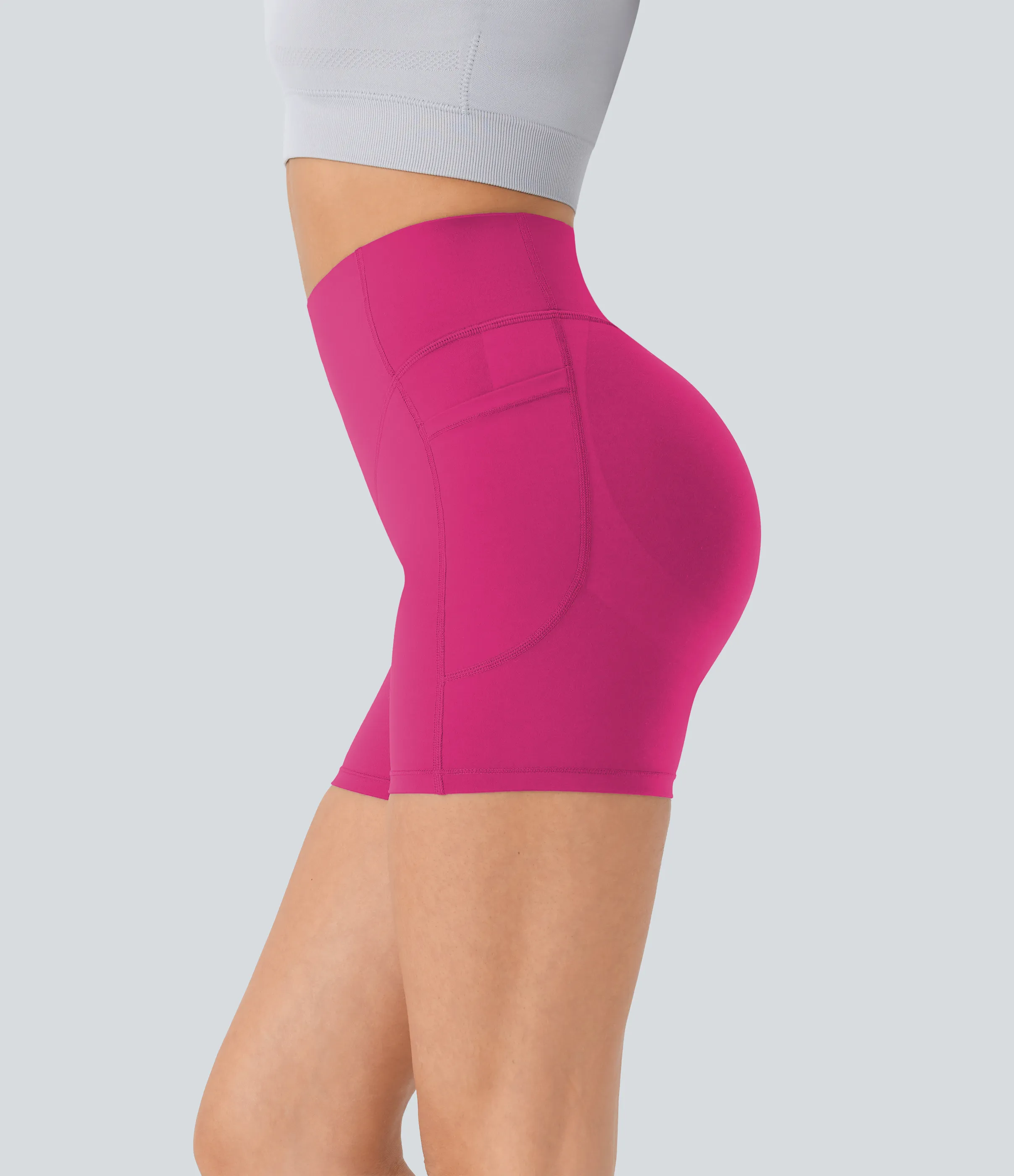 Halara Pantalón corto SoCinched UltraSculpt ciclista tiro alto realce glúteo bolsillo lateral entrenamiento 12.5cm - Fuchsia Purple - XL sold by Halara