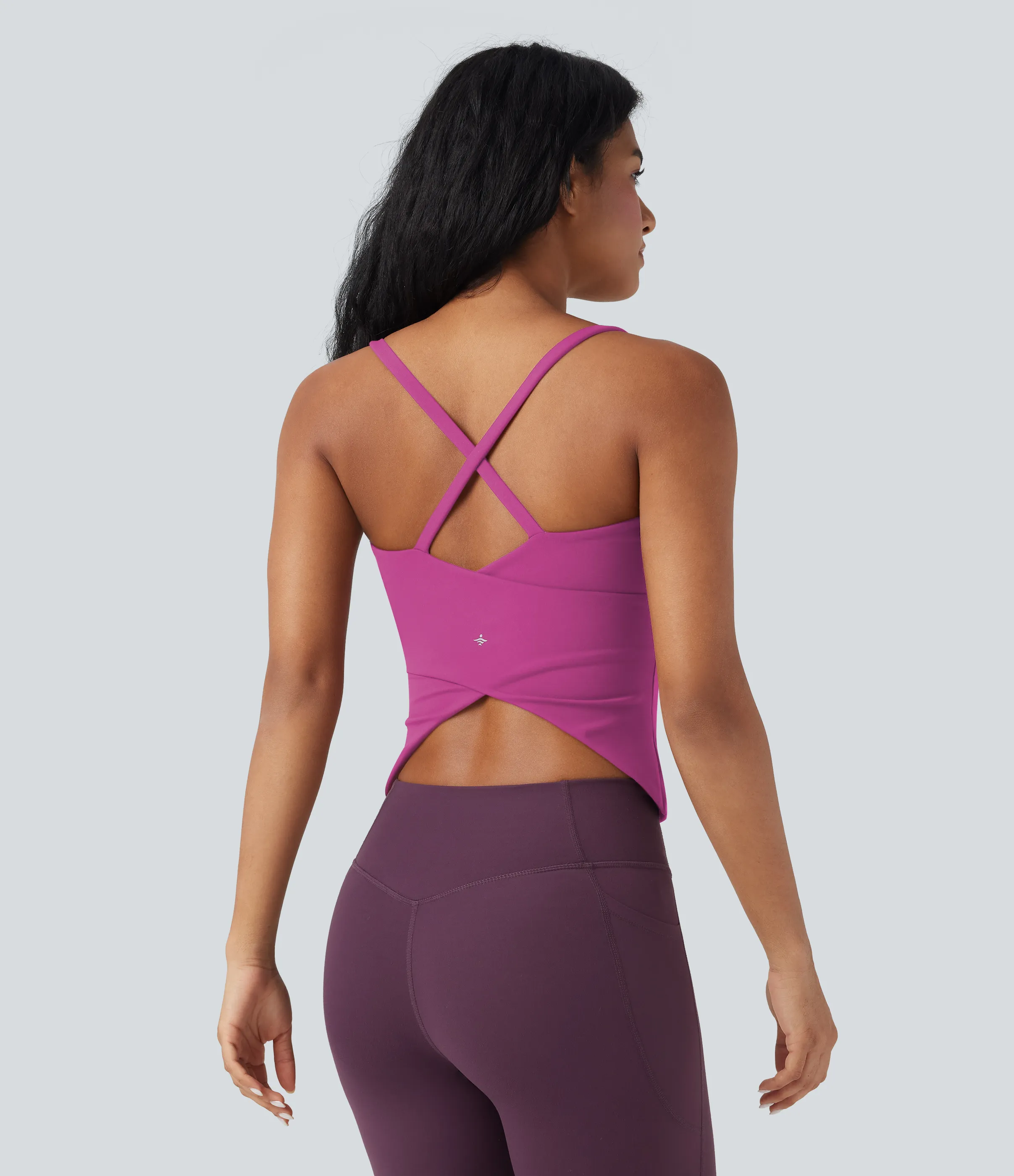Halara Top de yoga con escote redondo, espalda cruzada y dobladillo cruzado - Rose Violet - XS sold by Halara product image thumbnail 5