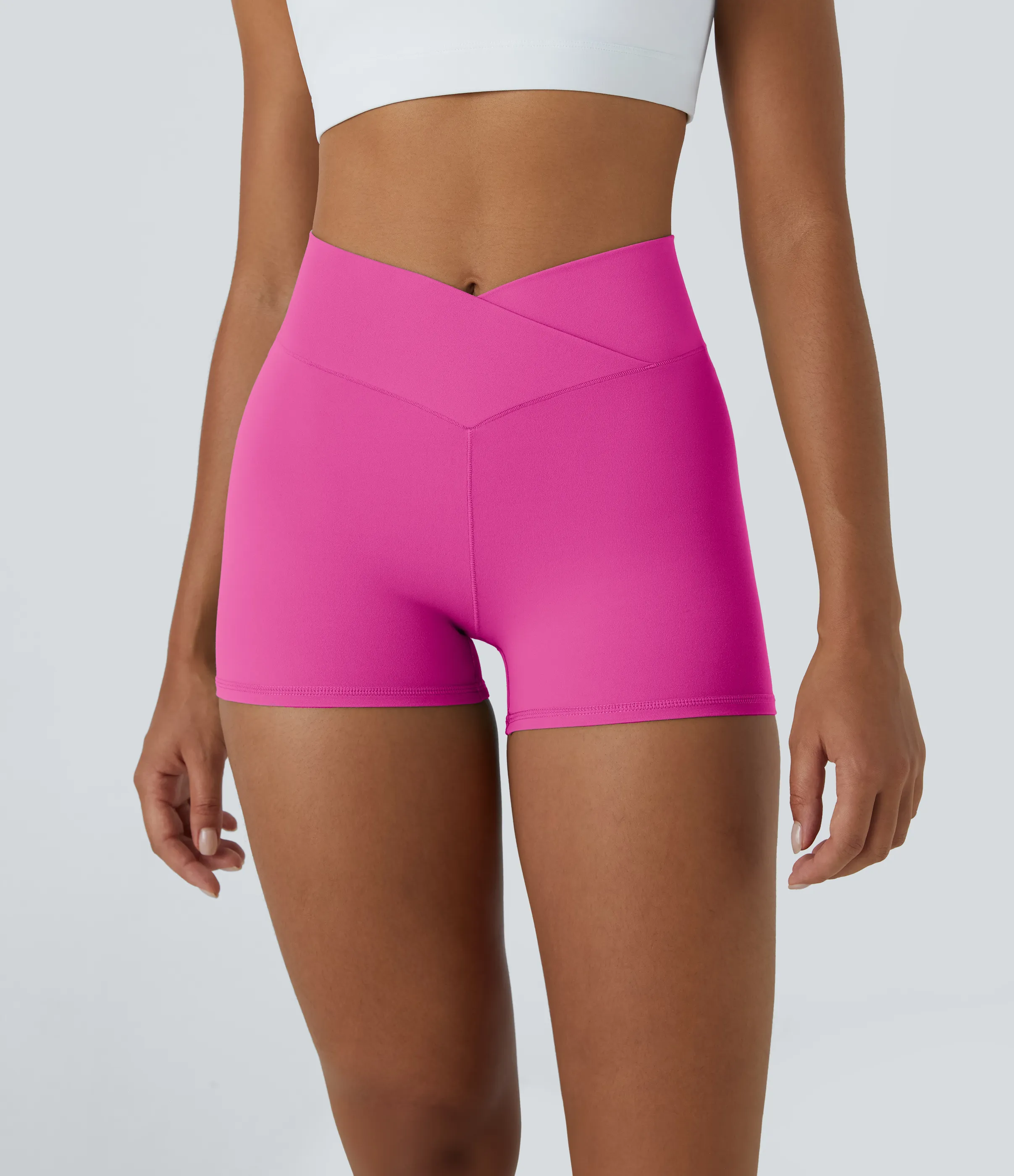 Halara Pantalón corto Softlyzero™ ciclistas yoga liso cruzado tiro alto 7.5cm - Fedora Red Purple - XS sold by Halara