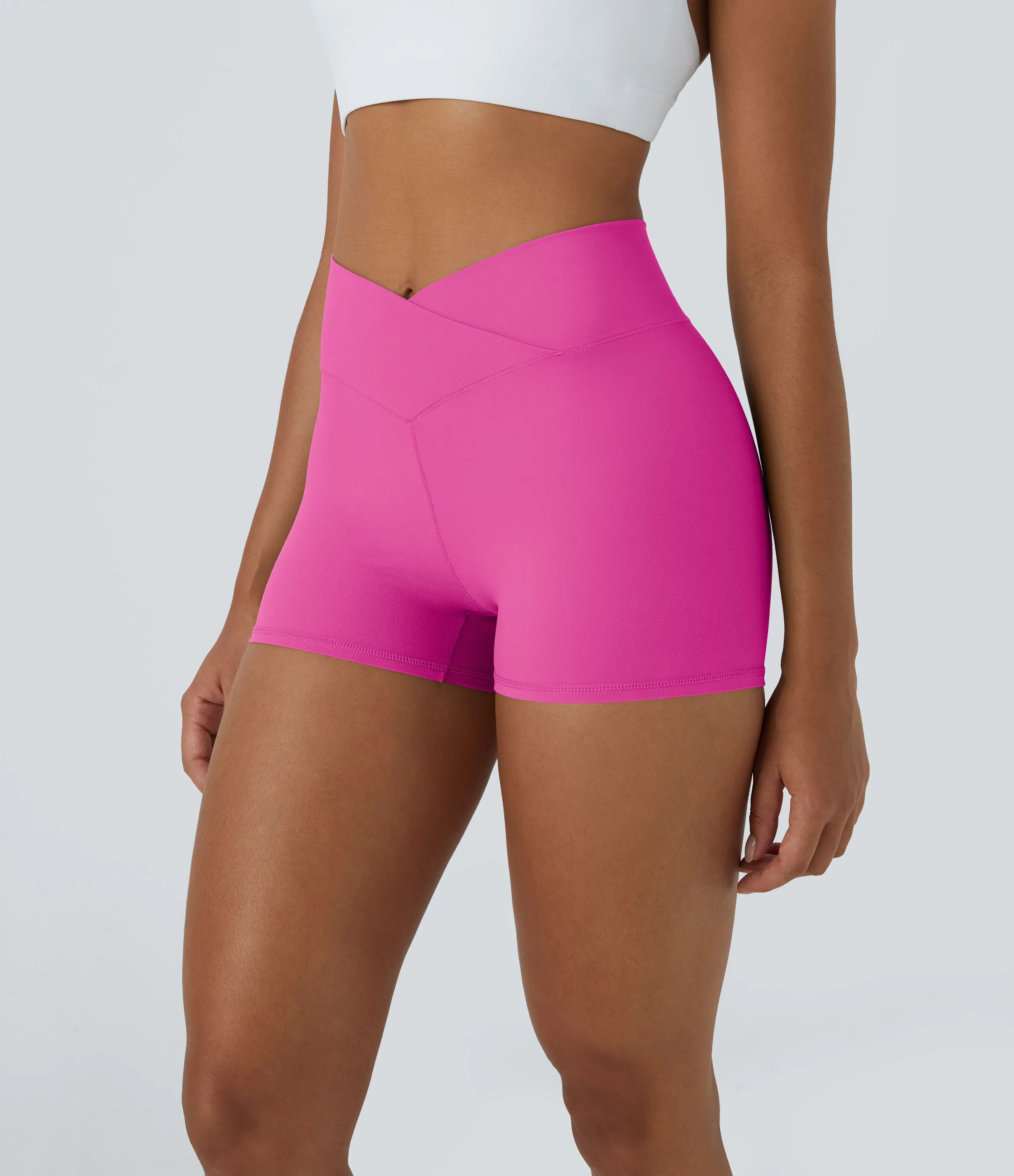 Halara Pantalón corto Softlyzero™ ciclistas yoga liso cruzado tiro alto 7.5cm - Fedora Red Purple - XS sold by Halara product image thumbnail 4