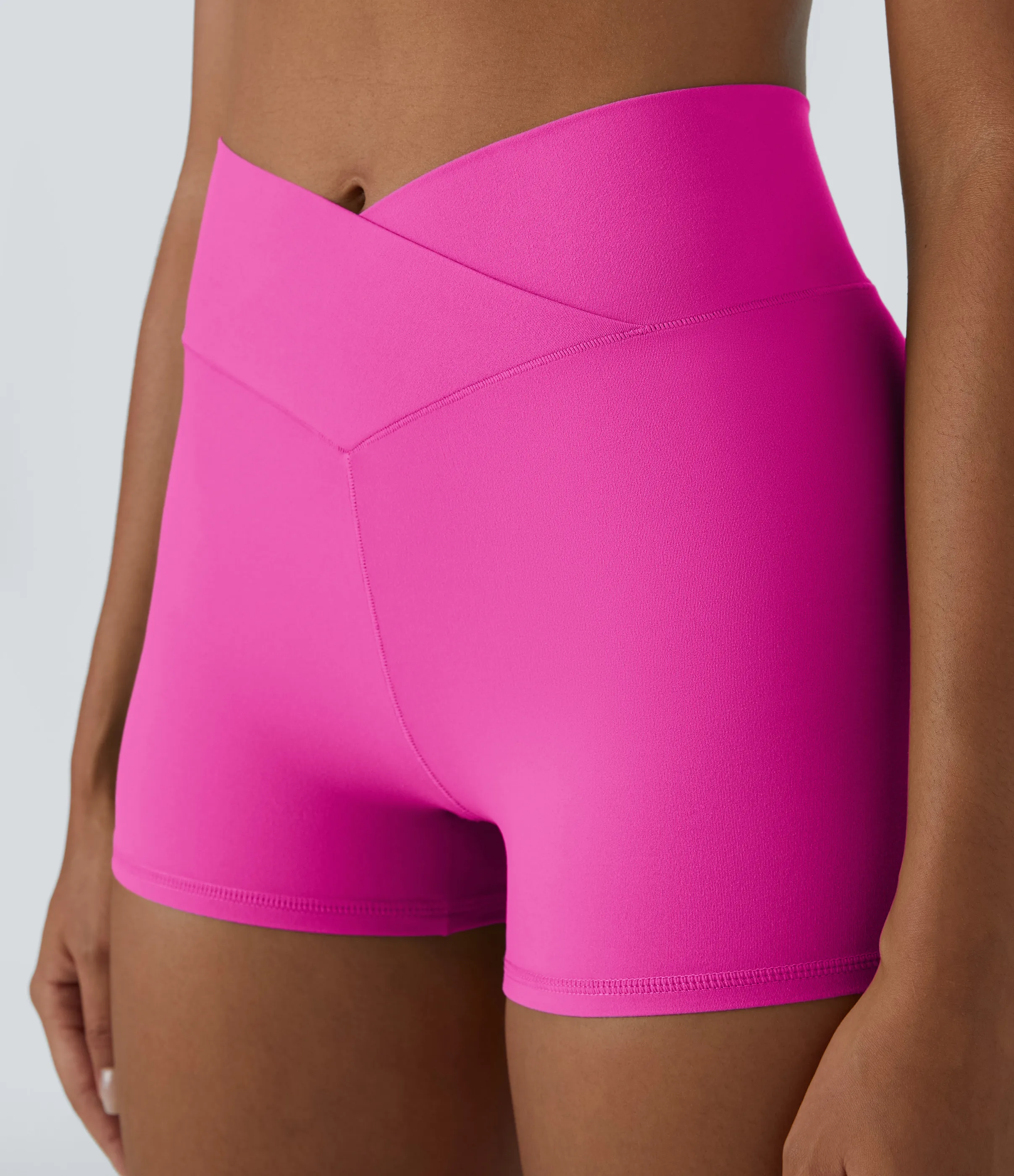 Halara Pantalón corto Softlyzero™ ciclistas yoga liso cruzado tiro alto 7.5cm - Fedora Red Purple - XS sold by Halara product image thumbnail 5