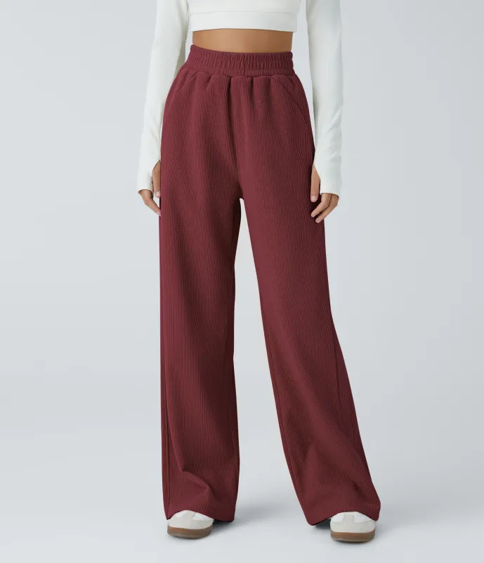 Halara Pantalón pana tiro alto bolsillo lateral pierna recta - Burnt Russet - XS(tall) made by Halara