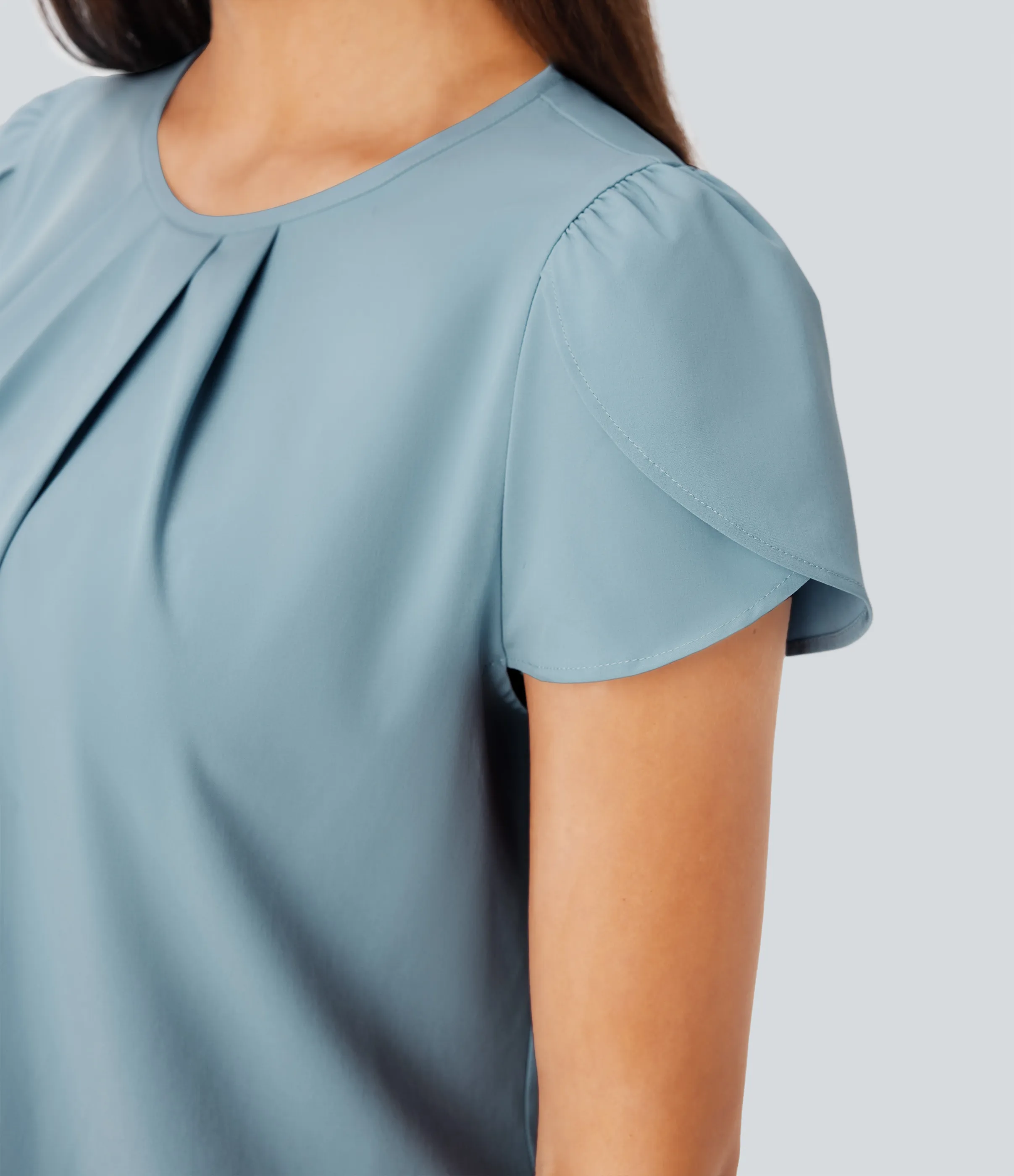 Halara Camiseta Breezeful™ oficina secado rápido cuello redondo manga corta abertura espalda - Stone Blue - XL sold by Halara product image thumbnail 5