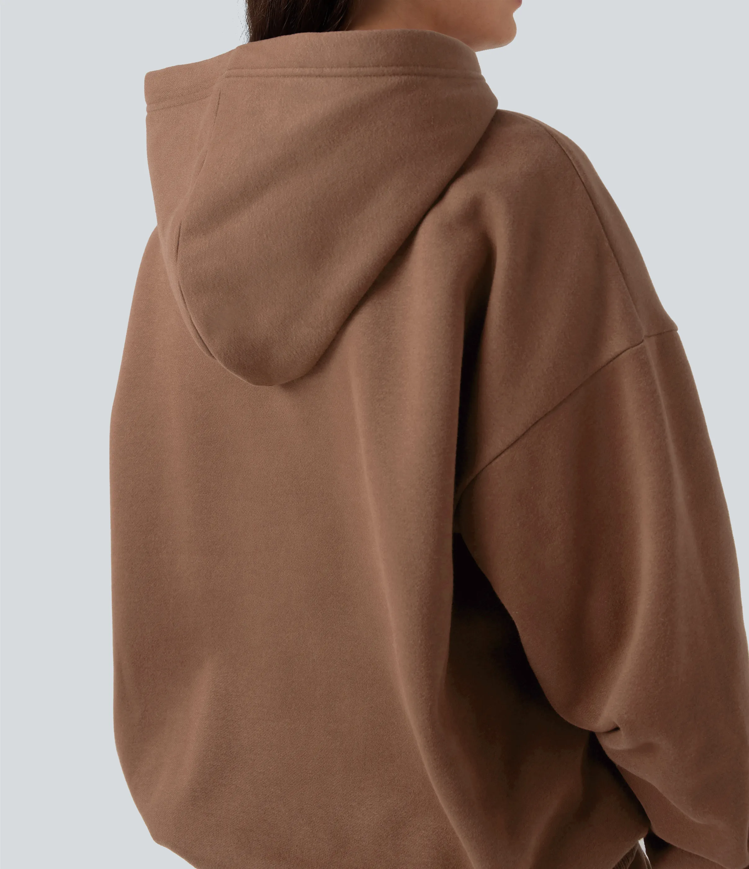 Halara Sudadera casual de algodón polar de manga larga con capucha y bolsillos - Pecan Pie - M sold by Halara product image thumbnail 5