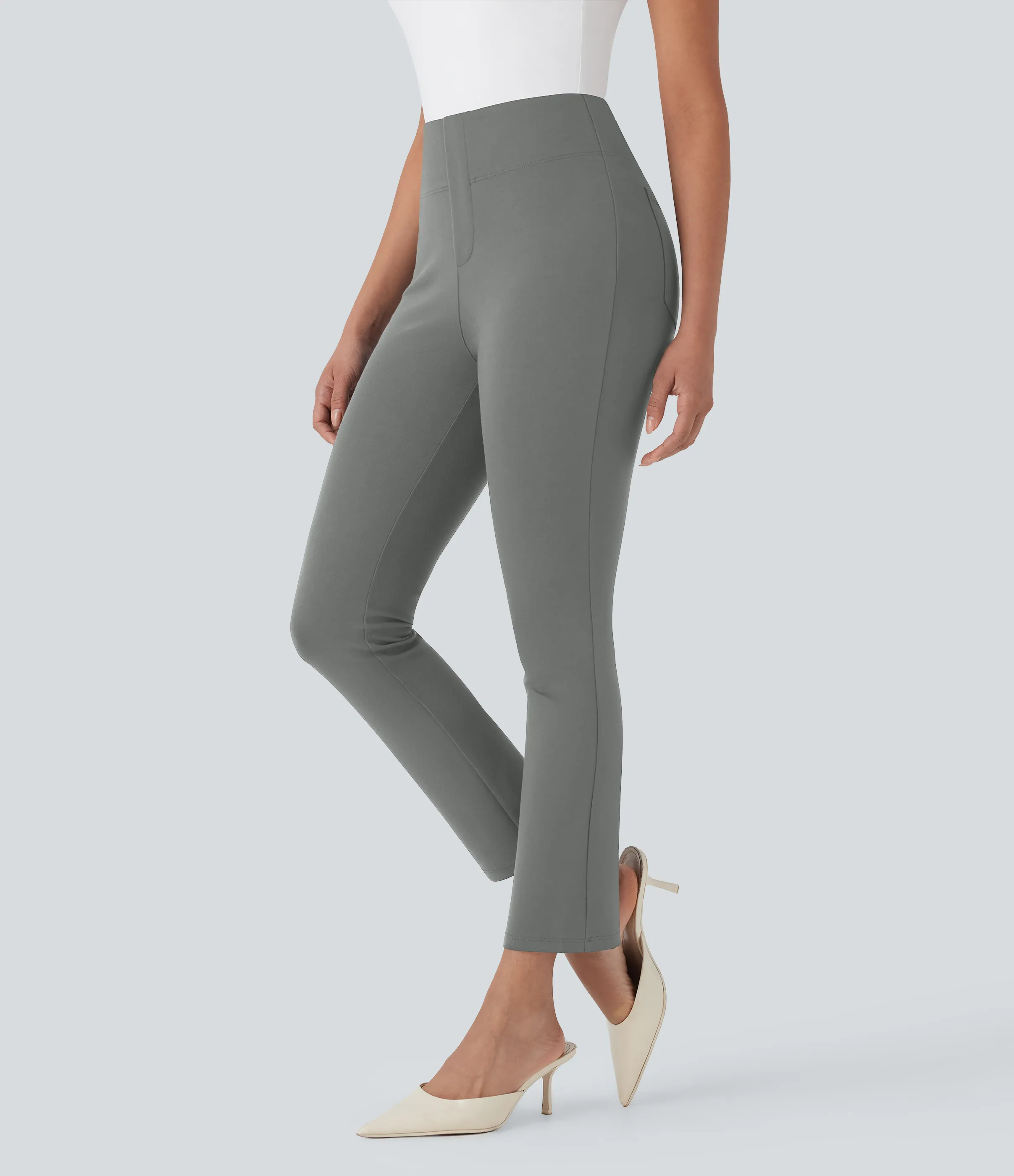 Halara Pantalón oficina Halara Flex™ tiro alto ajustado bolsillo lateral trasera - Putty Gray - XS(regular) sold by Halara product image thumbnail 4