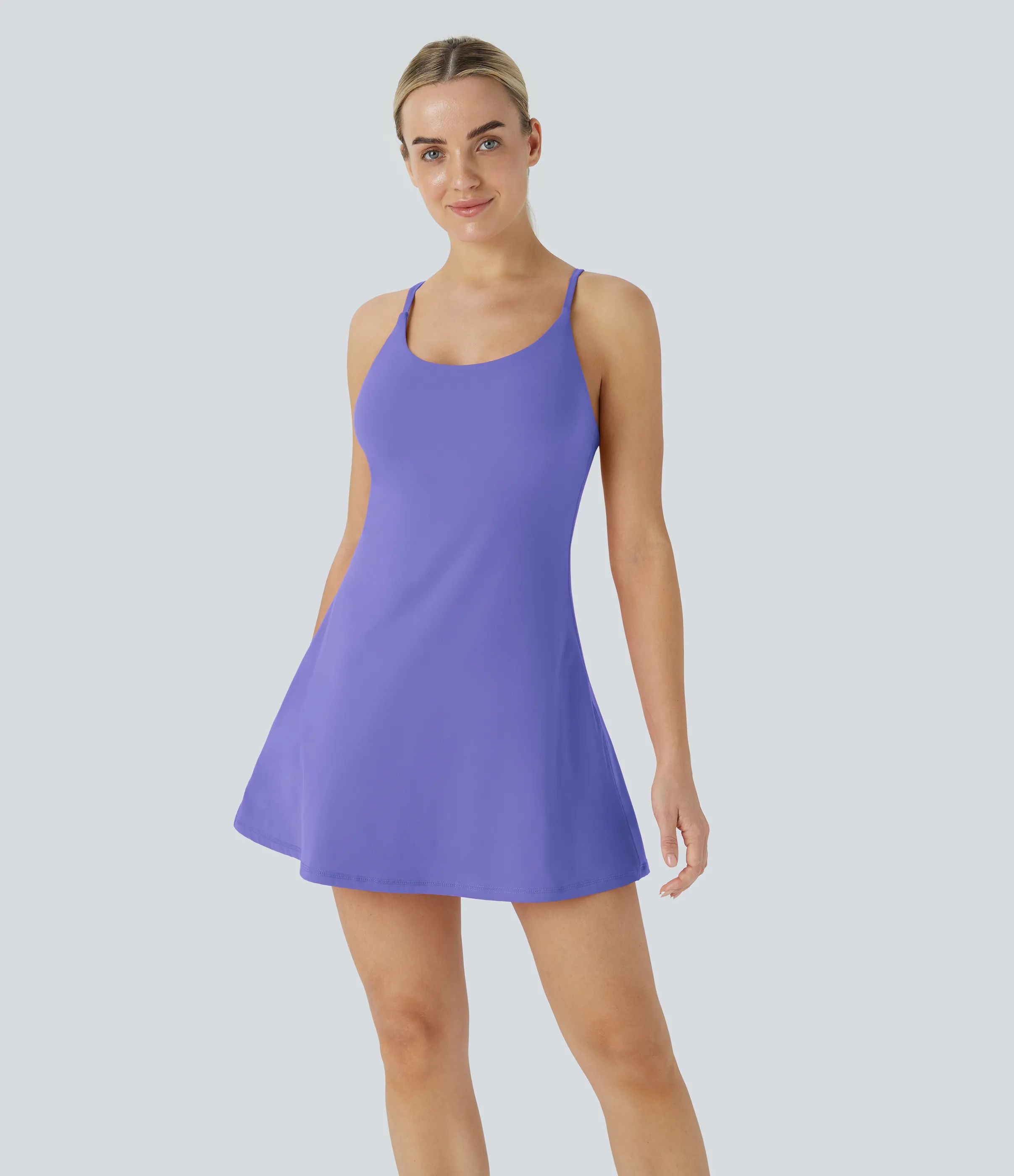 Halara Vestido deportivo SoftlyZero™ Plush afelpado sin espalda en copas D-F - Misty Lavender - M sold by Halara