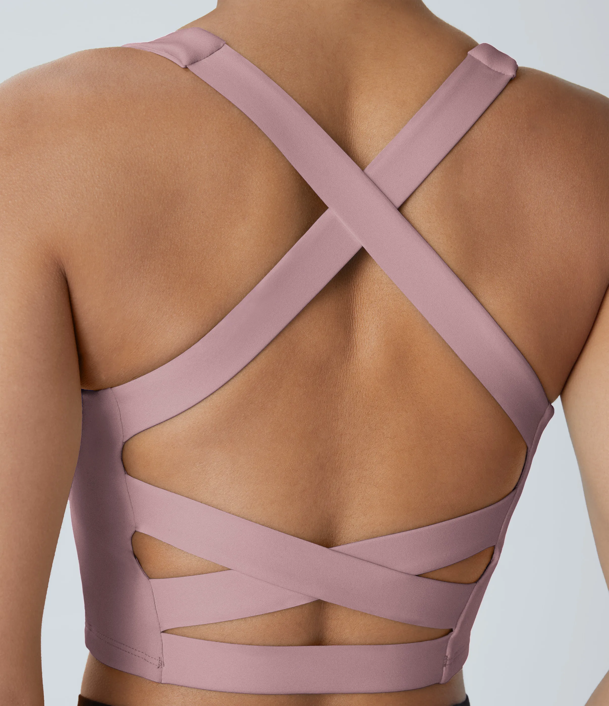 Halara Top corto de yoga SoftlyZero™ Airy con escote cuadrado, sin espalda, tirantes cruzados y tacto fresco-UPF50+ en copas D-F - Deep Lotus Pink - S sold by Halara product image thumbnail 5