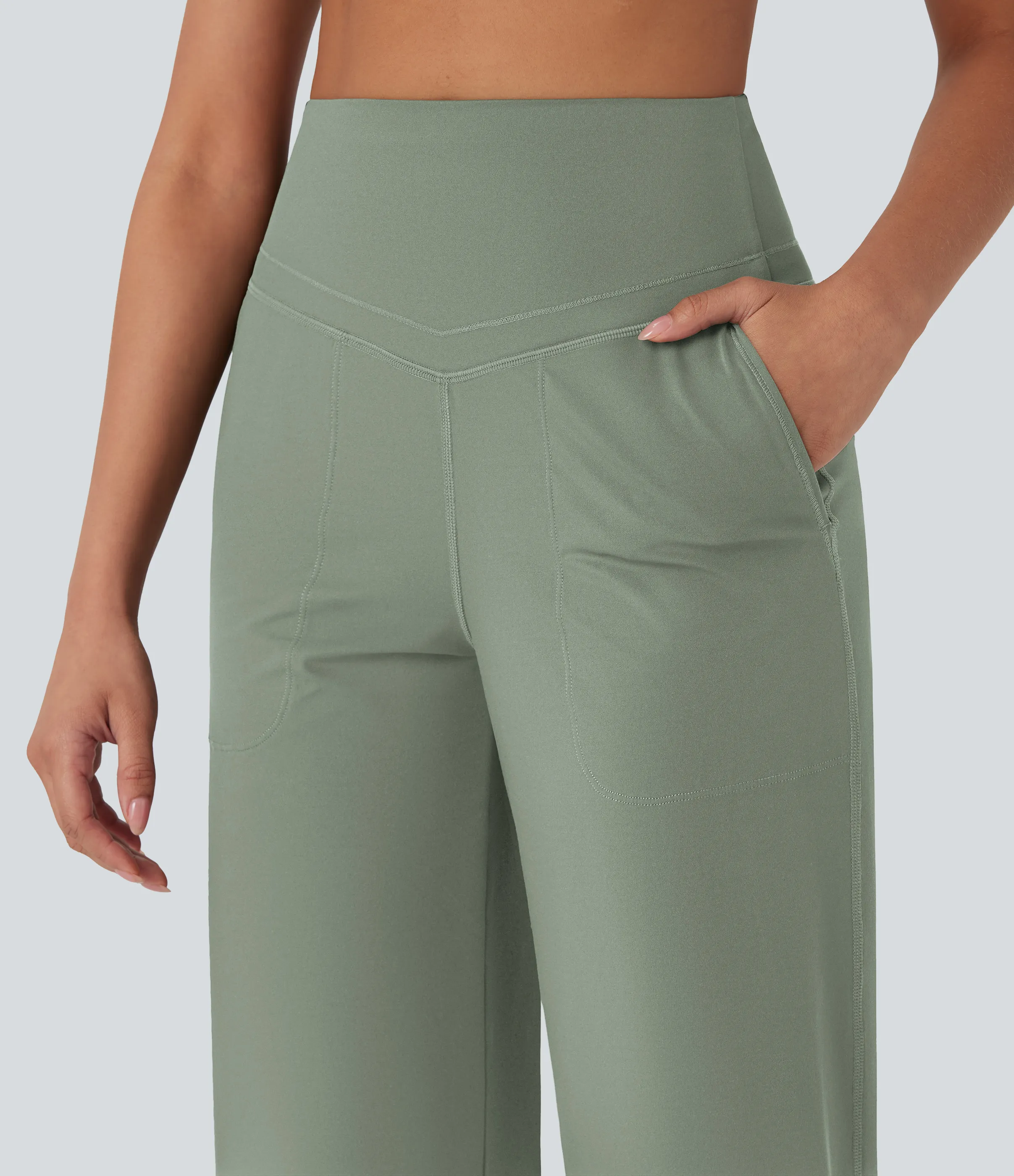 Halara Pantalones de yoga Halara UltraSculpt™ moldeadores de tiro alto con control de abdomen y pierna recta con bolsillos - Iceberg Green - L(tall) sold by Halara product image thumbnail 5