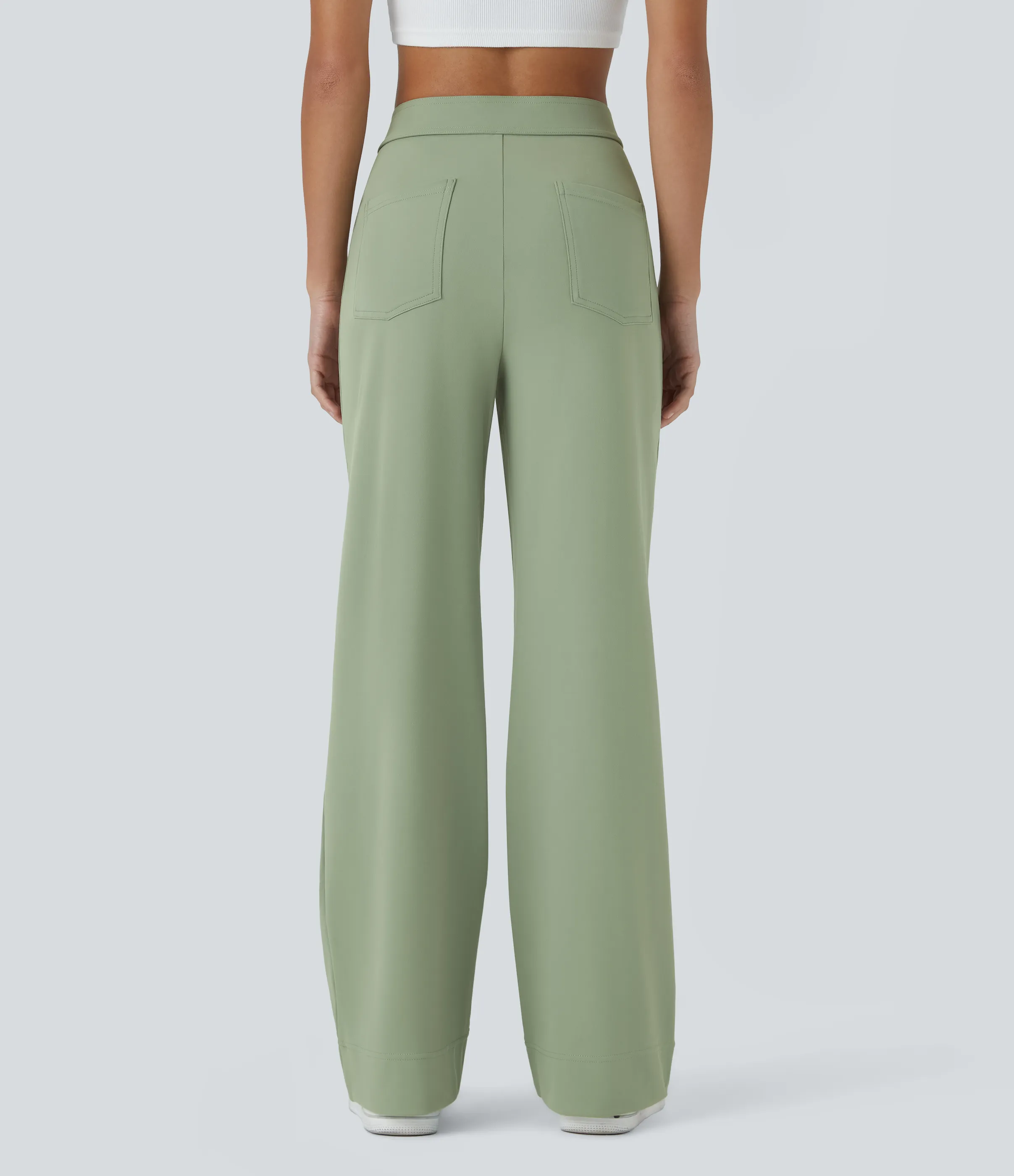 Halara Pantalones pierna recta múltiple bolsillo botón tiro alto - Asparagus - L(extall) sold by Halara product image thumbnail 3