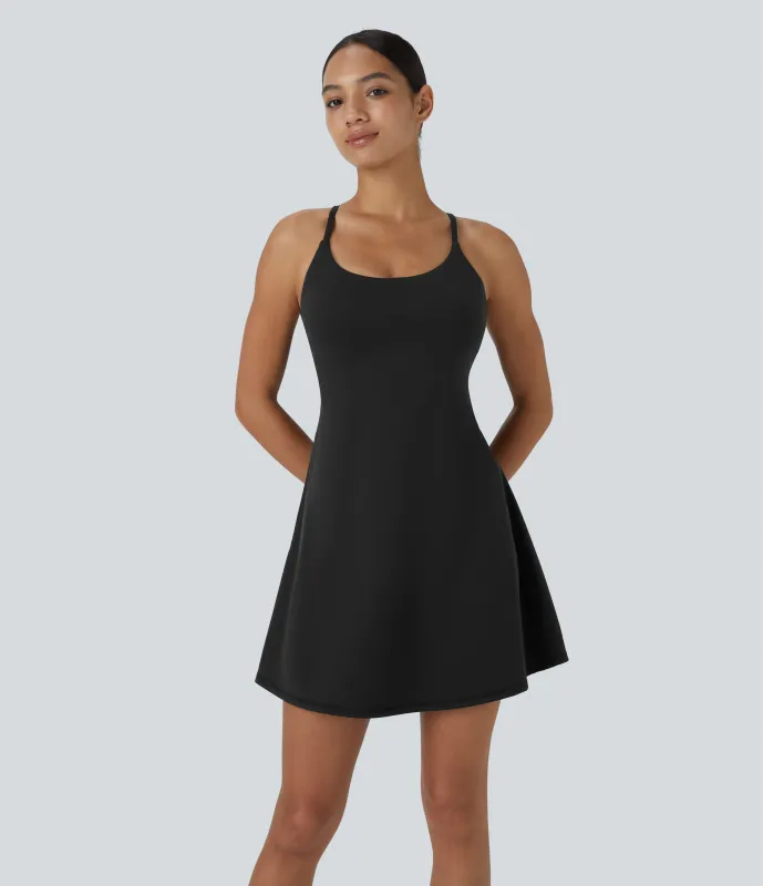 Halara Vestido deportivo SoftlyZero™ Plush afelpado sin espalda en copas D-F - Black - XS made by Halara