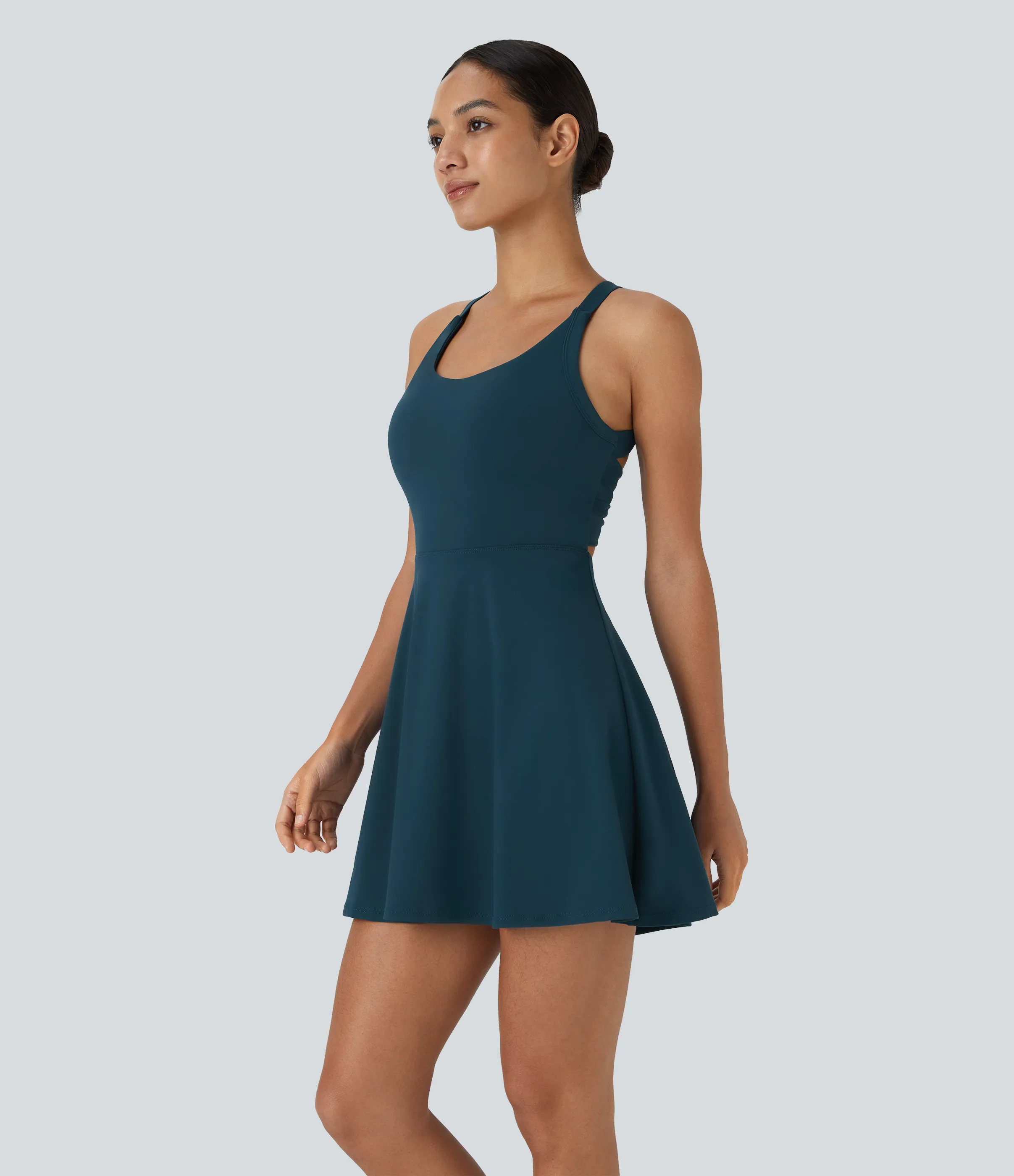 Halara Vestido deportivo sin espalda con diseño retorcido en copas D-F - Majolica Blue - L sold by Halara product image thumbnail 4