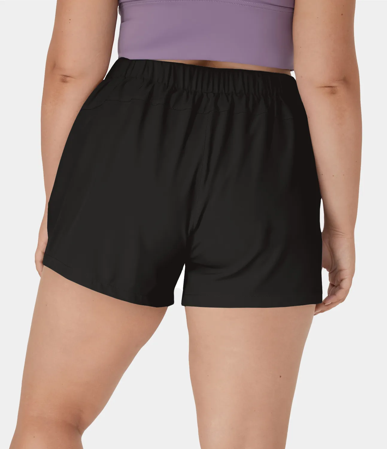 Halara Pantalón corto tiro alto elástico bolsillo lateral cordón talla grande 7.5cm - Black - 2X sold by Halara product image thumbnail 3
