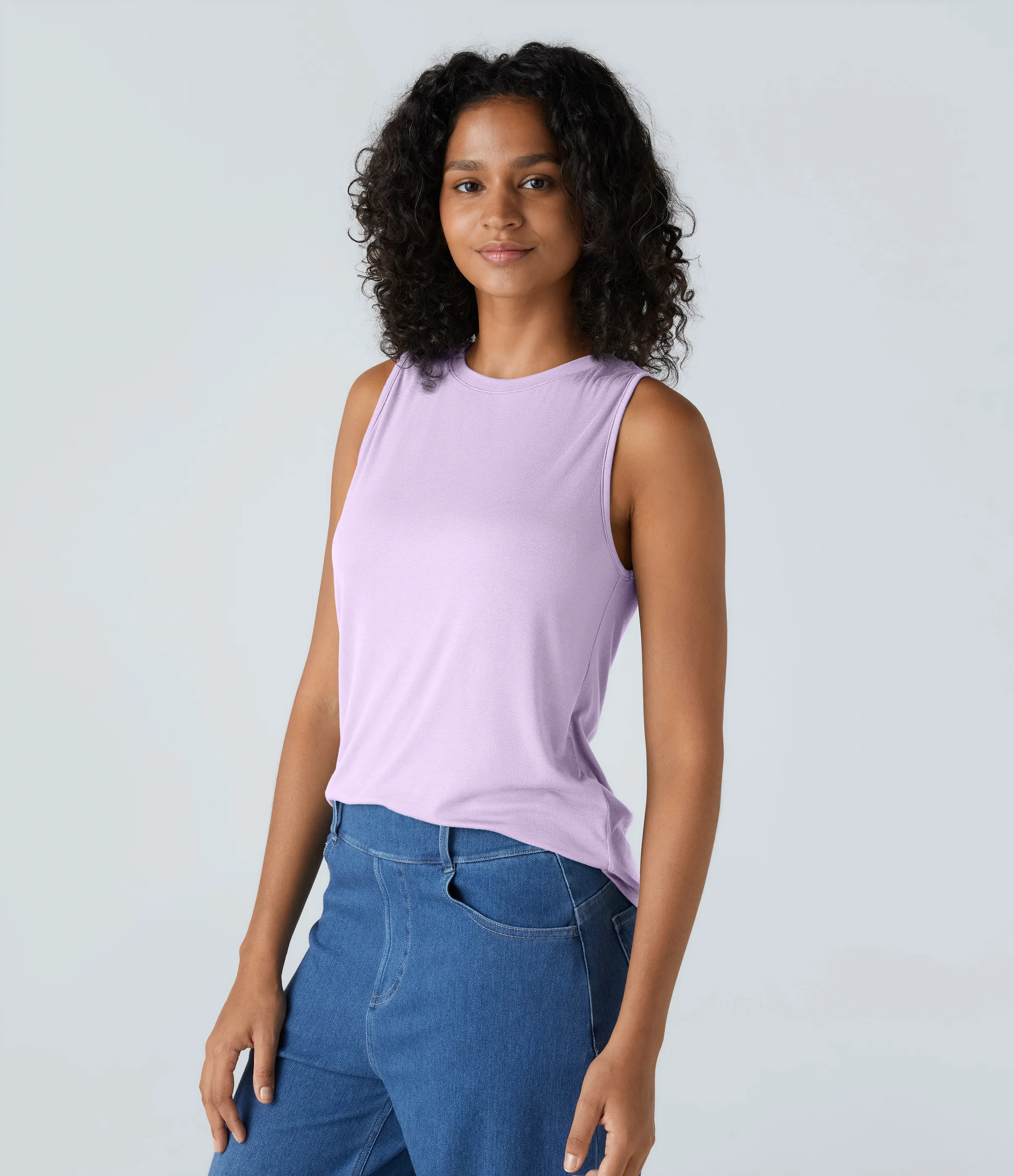 Halara Camiseta sin mangas básica cuello redondo acanalado - Misty Purple - L sold by Halara product image thumbnail 2