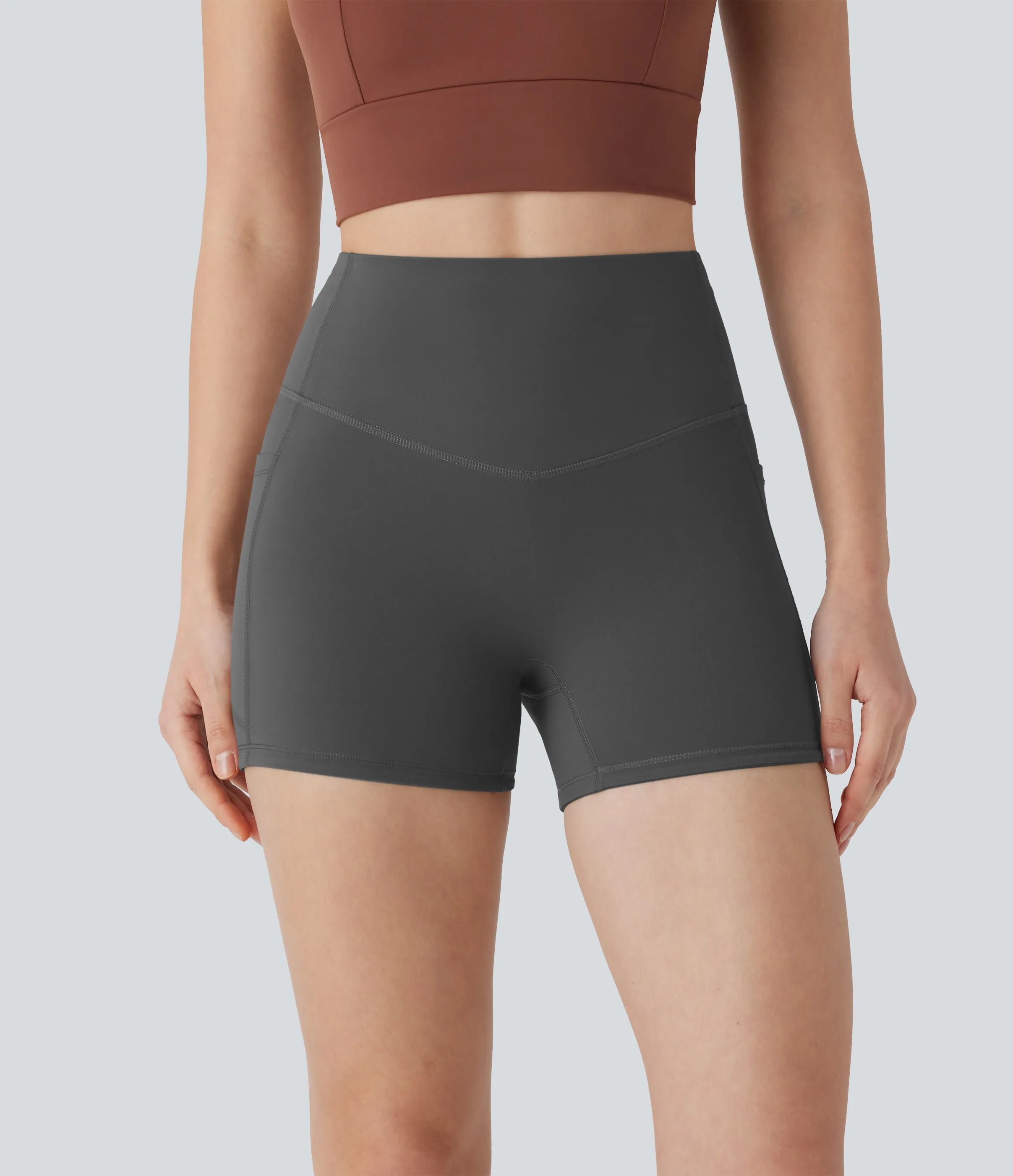Halara Pantalón corto Halara UltraSculpt™ SoCinched ciclista moldeador tiro alto control abdomen bolsillo lateral 7.5cm - Volcanic Ash - S sold by Halara product image thumbnail 4