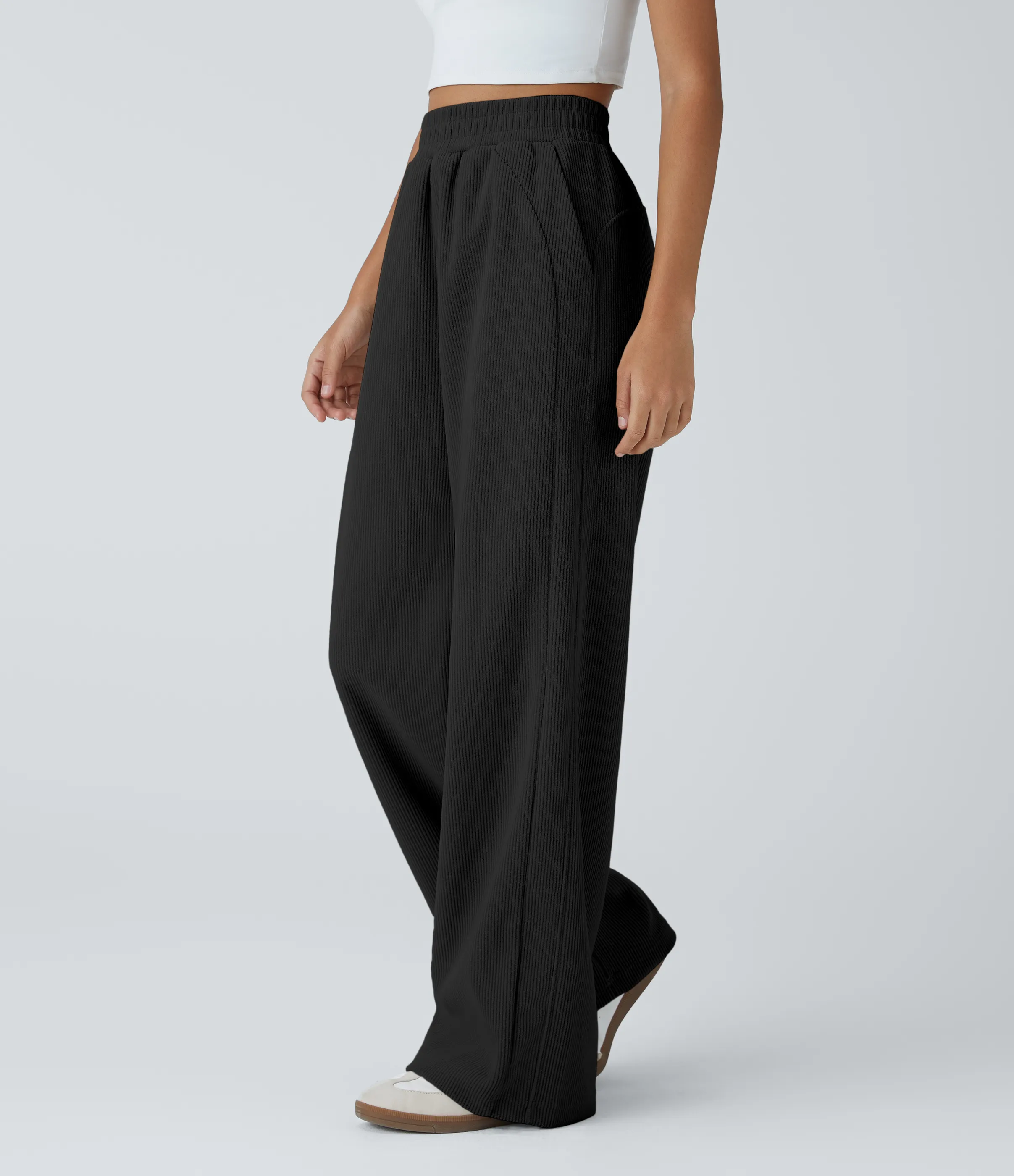 Halara Pantalón pana tiro alto bolsillo lateral pierna recta - Black - S(tall) sold by Halara product image thumbnail 4