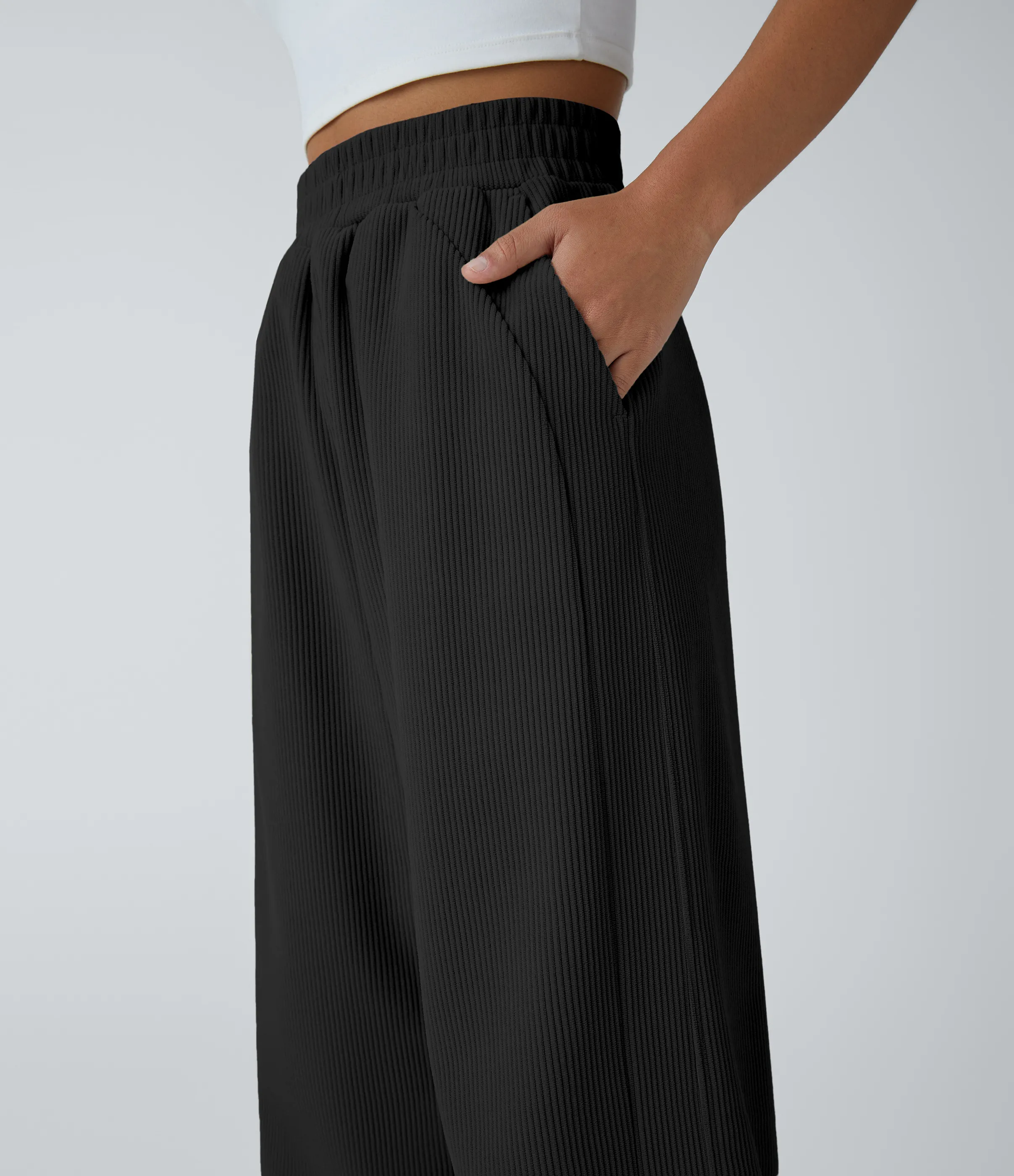 Halara Pantalón pana tiro alto bolsillo lateral pierna recta - Black - S(tall) sold by Halara product image thumbnail 5