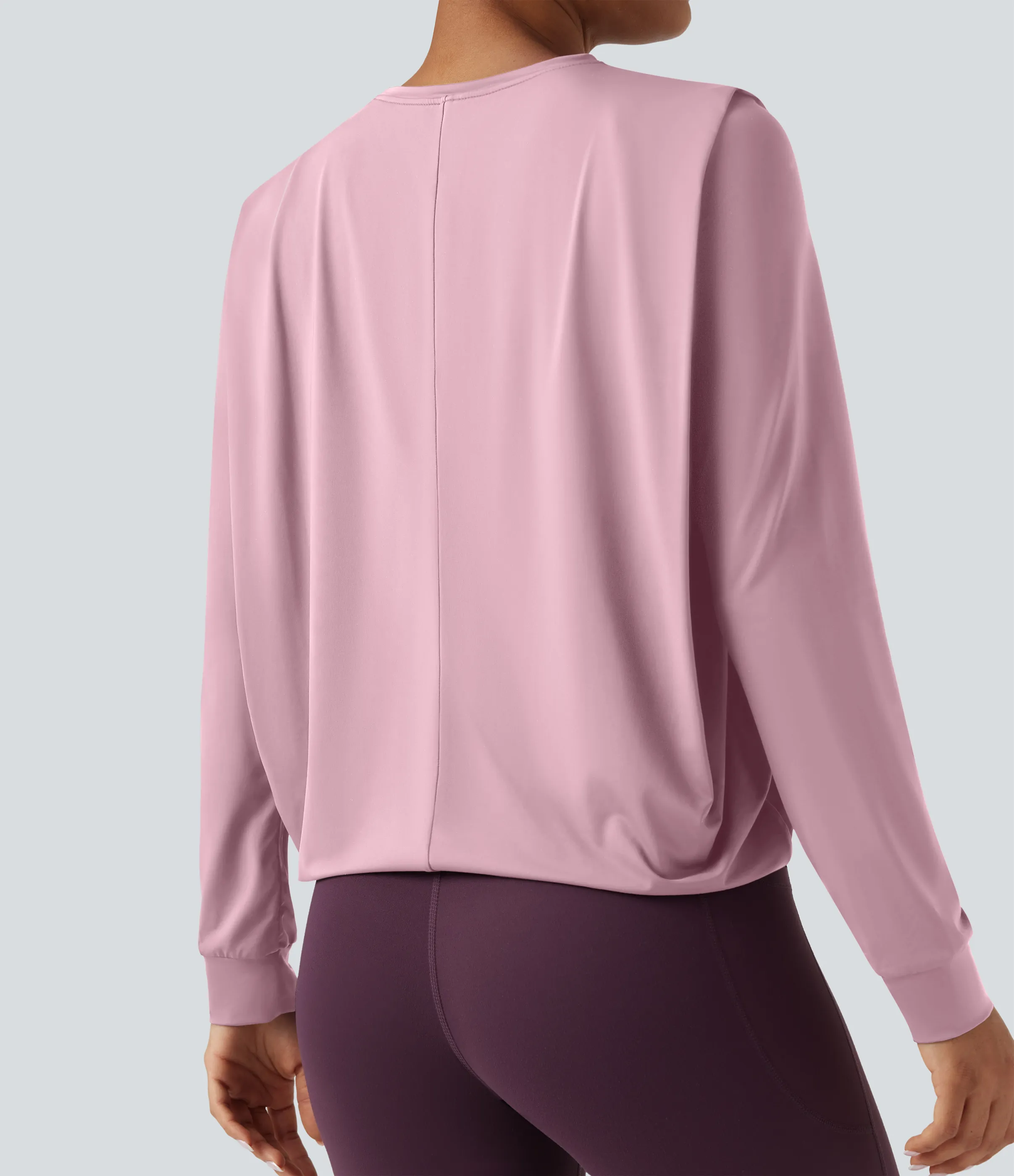 Halara Top deportivo de yoga fruncido de manga larga con cuello redondo - UPF50+ - Pink Nectar - M sold by Halara product image thumbnail 5