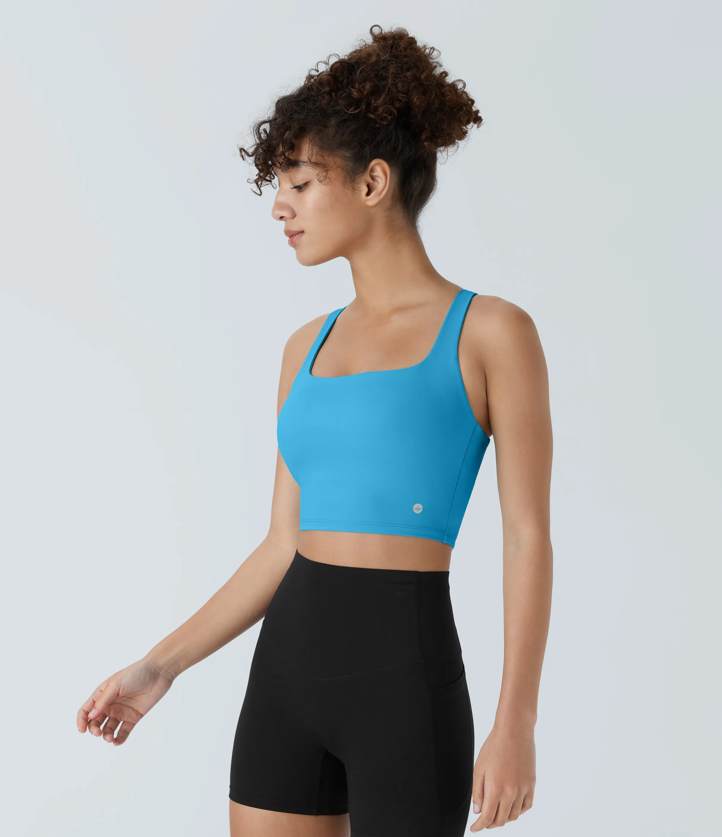 Halara Top corto de yoga SoftlyZero™ Airy con escote cuadrado, sin espalda, tirantes cruzados y tacto fresco-UPF50+ en copas D-F - Swim Cap - L sold by Halara product image thumbnail 3