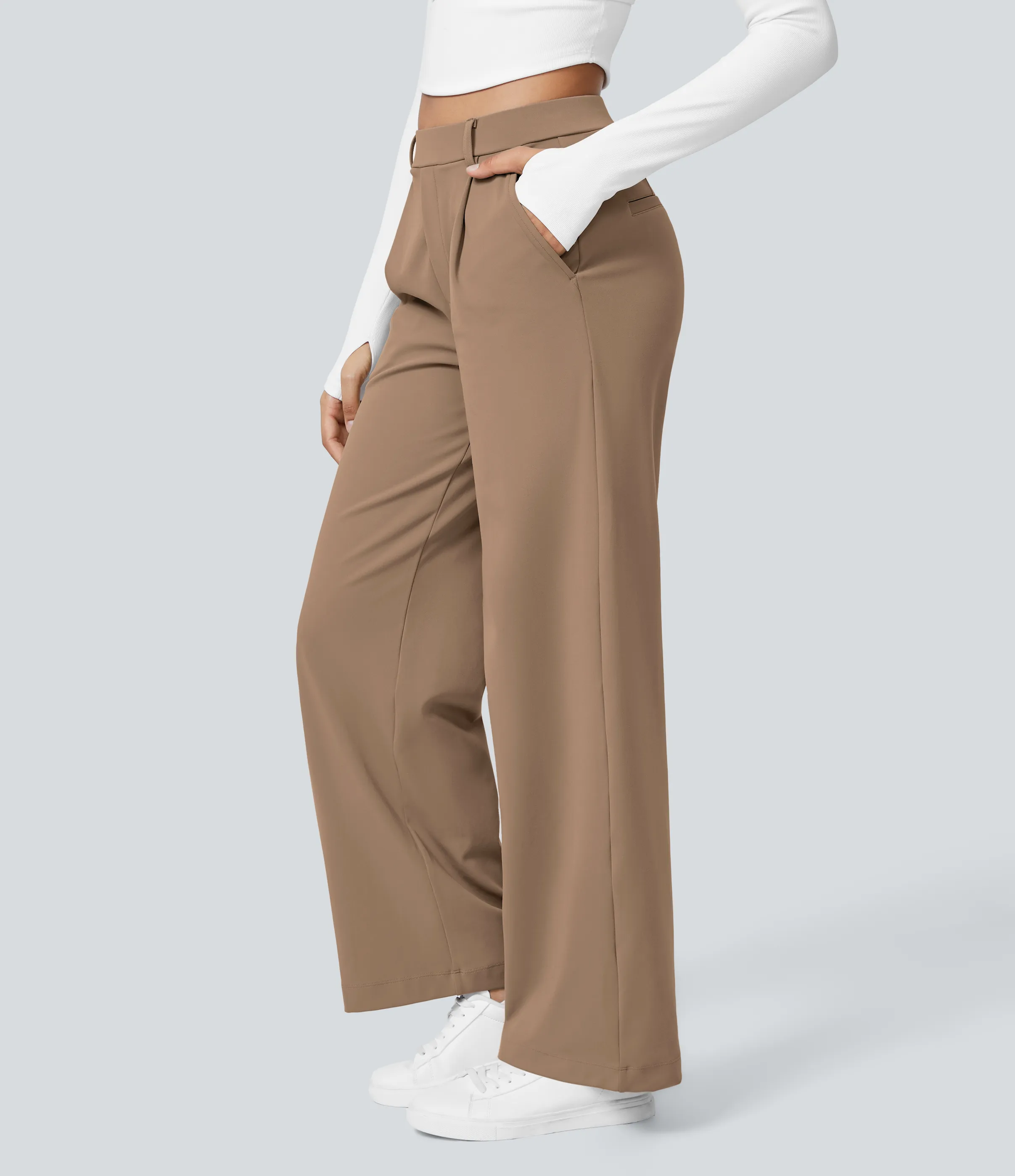 Halara Pantalón oficina pierna recta bolsillo lateral tiro alto pliegue - Burro - XL(regular) sold by Halara product image thumbnail 4