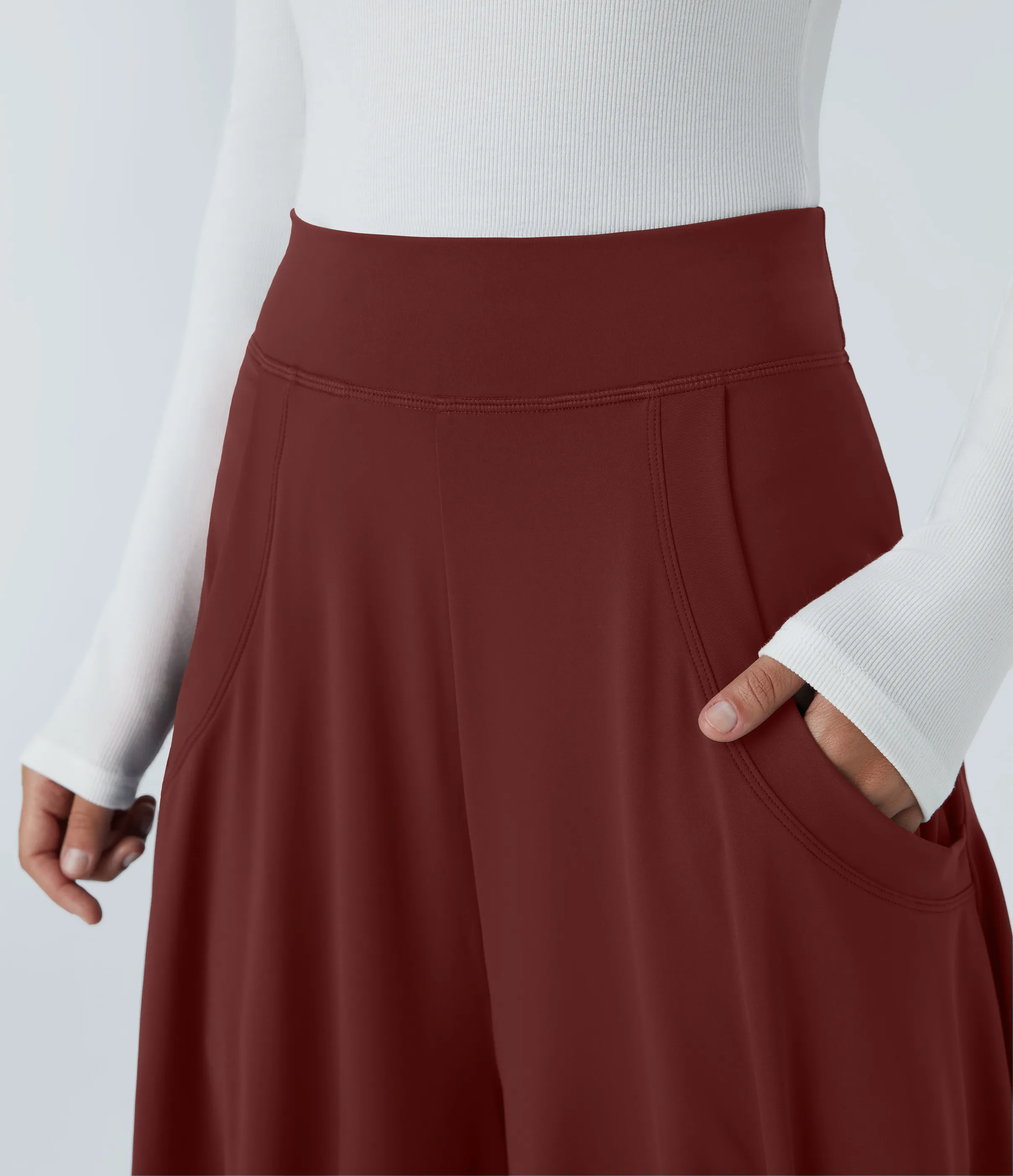 Halara Pantalón drapeado de pierna ancha y tiro medio con múltiples bolsillos - Madder Brown - M(regular) sold by Halara product image thumbnail 5