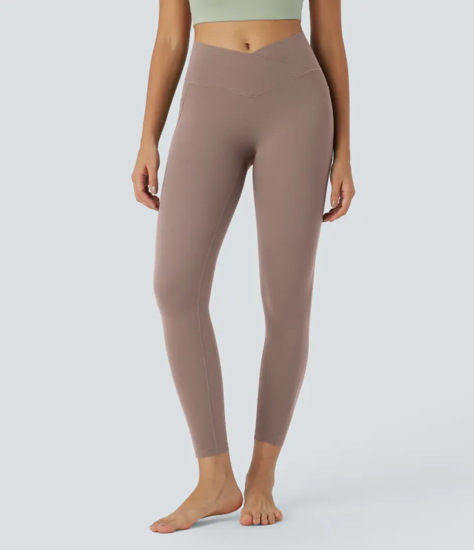 Halara Leggings UltraSculpt™ 7/8 yoga bolsillo lateral levantamiento glúteo cruzado tiro alto - Dawn Brown - XL(7/8) made by Halara