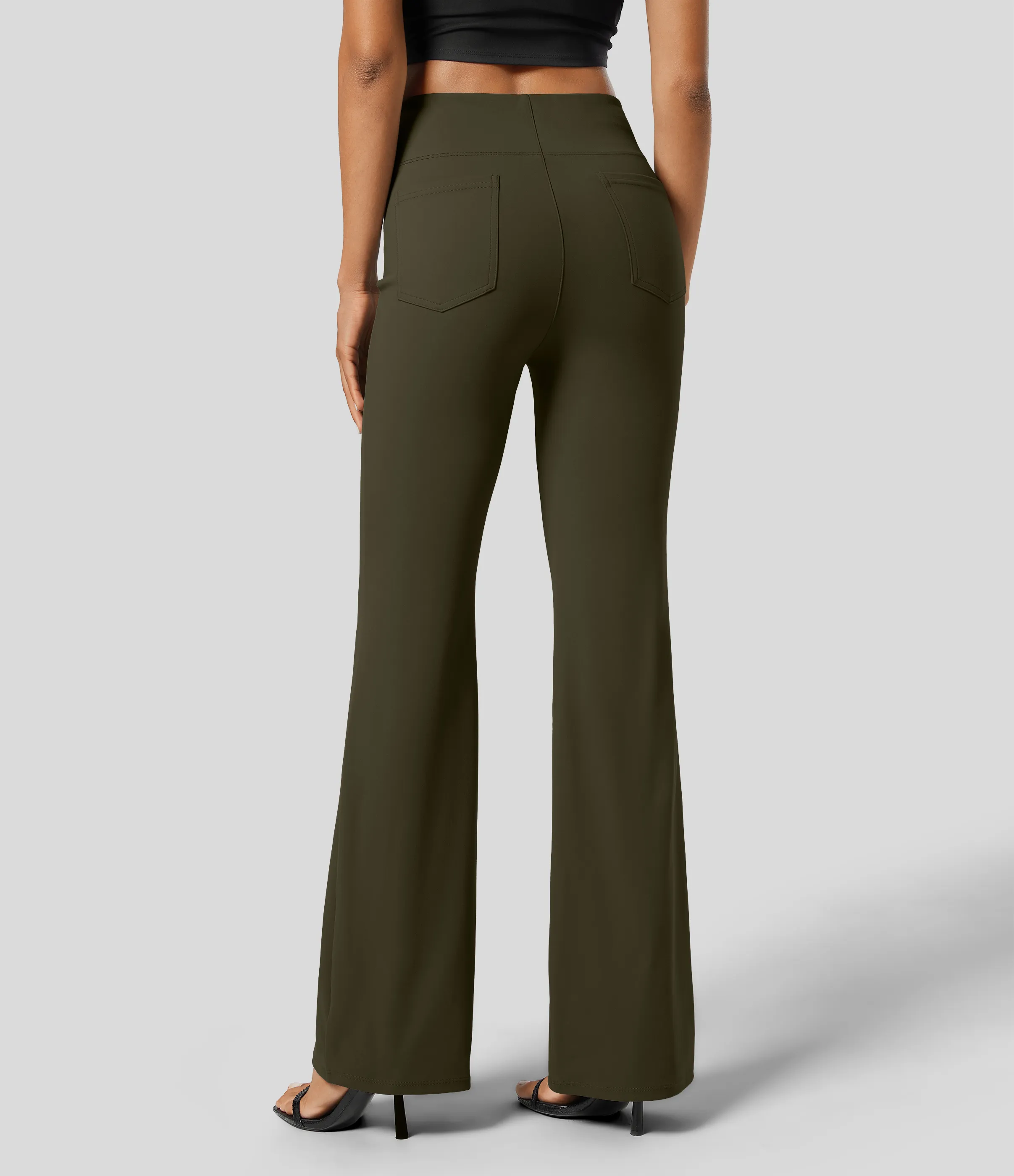 Halara Pantalón Halara Flex™ oficina tiro alto bolsillo trasero ligero acampanado - Forest Night - L(petite) sold by Halara product image thumbnail 3