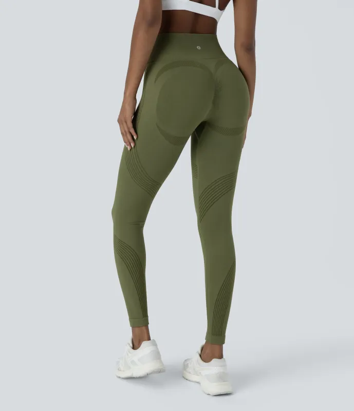 Halara Leggings yoga tiro alto 7/8 sin costura - Army Green - L(7/8) made by Halara