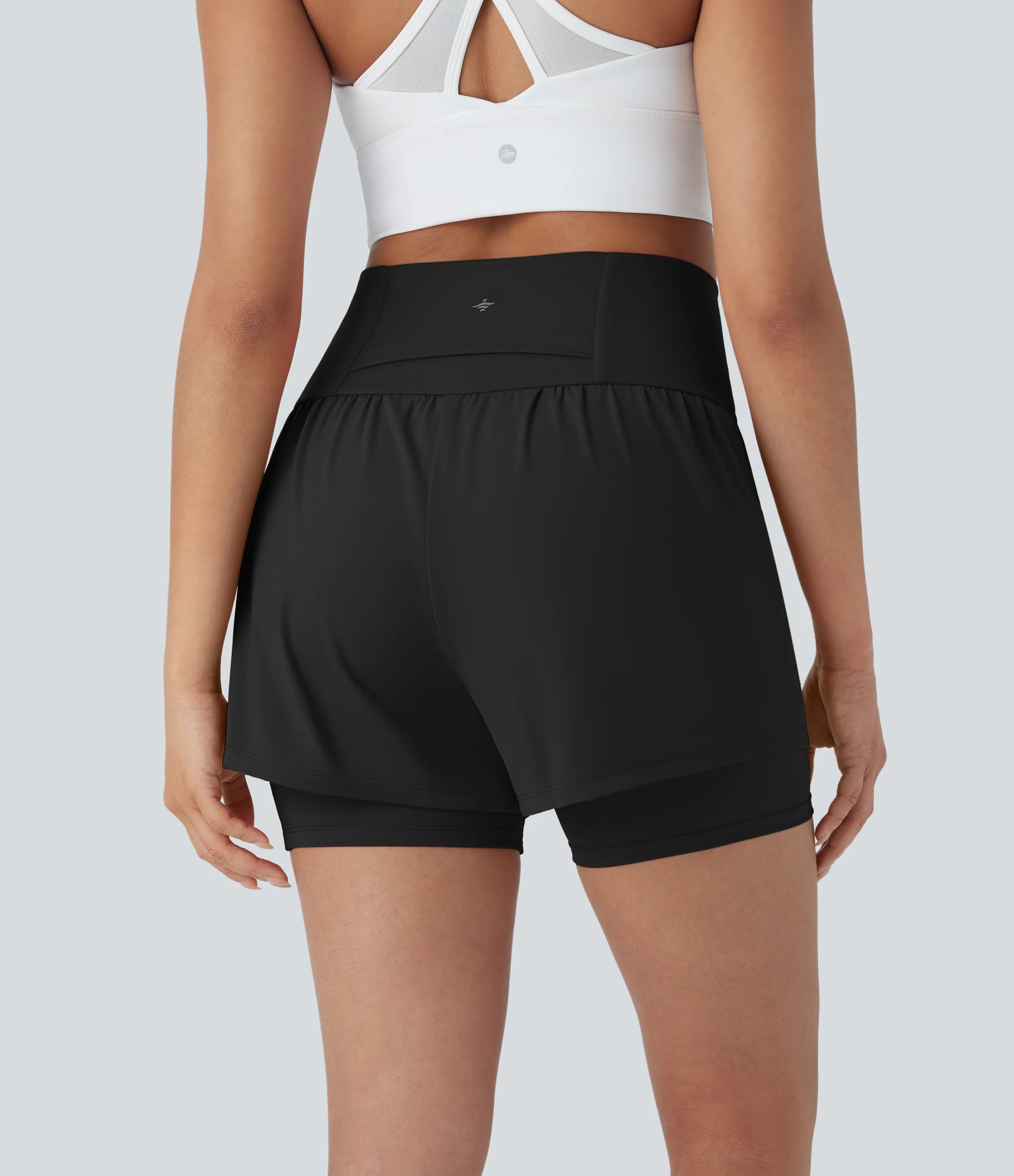 Halara Shorts de yoga Softlyzero™ Airy de tiro alto 2 en 1 de tacto fresco con bolsillos y 12.5 cm de largo - Black - XS sold by Halara product image thumbnail 3