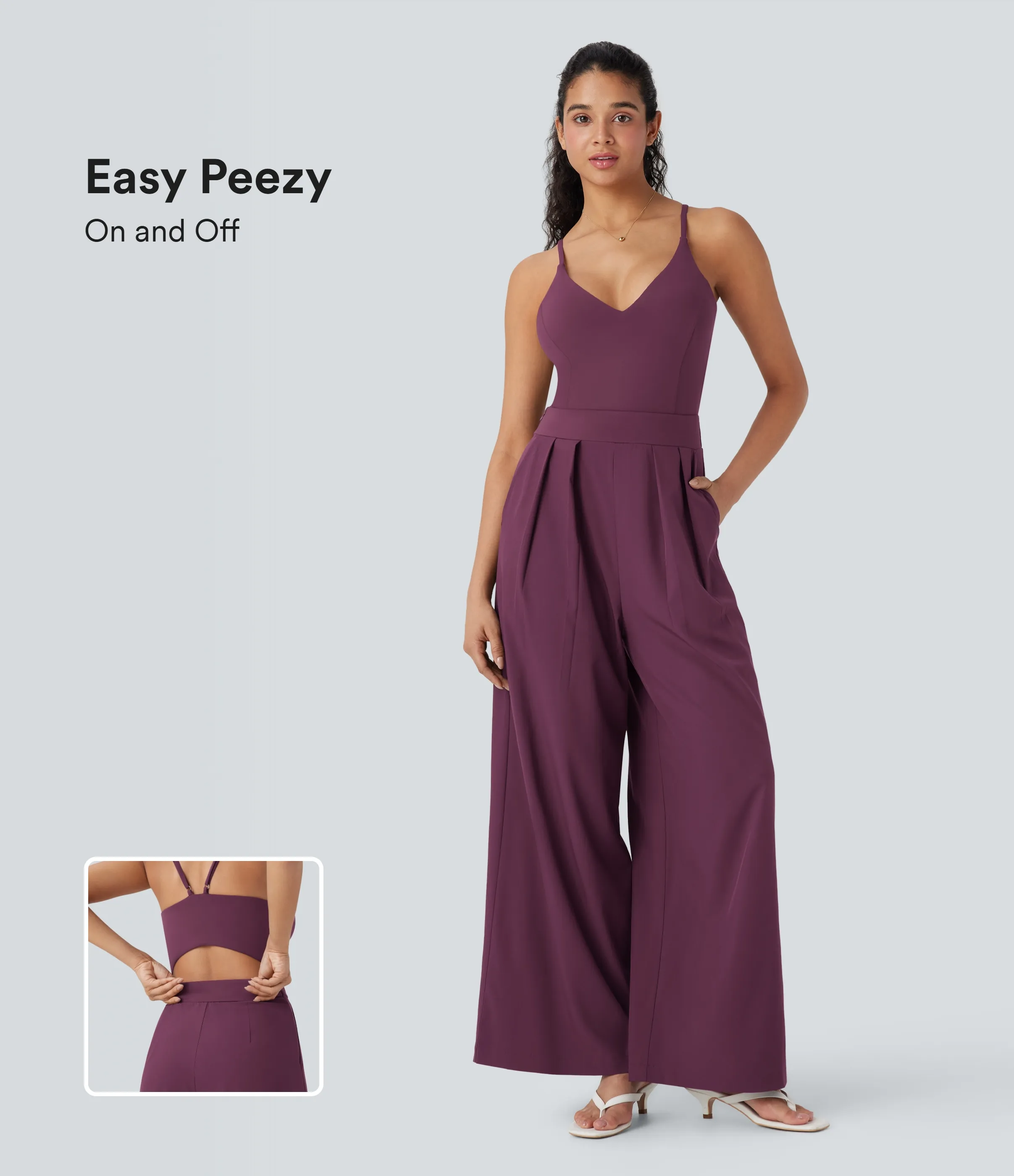 Halara Mono casual ancho de secado rápido Breezeful™, espalda descubierta y bolsillos laterales - Edición Easy Peezy - Amaranth - XL(regular) sold by Halara