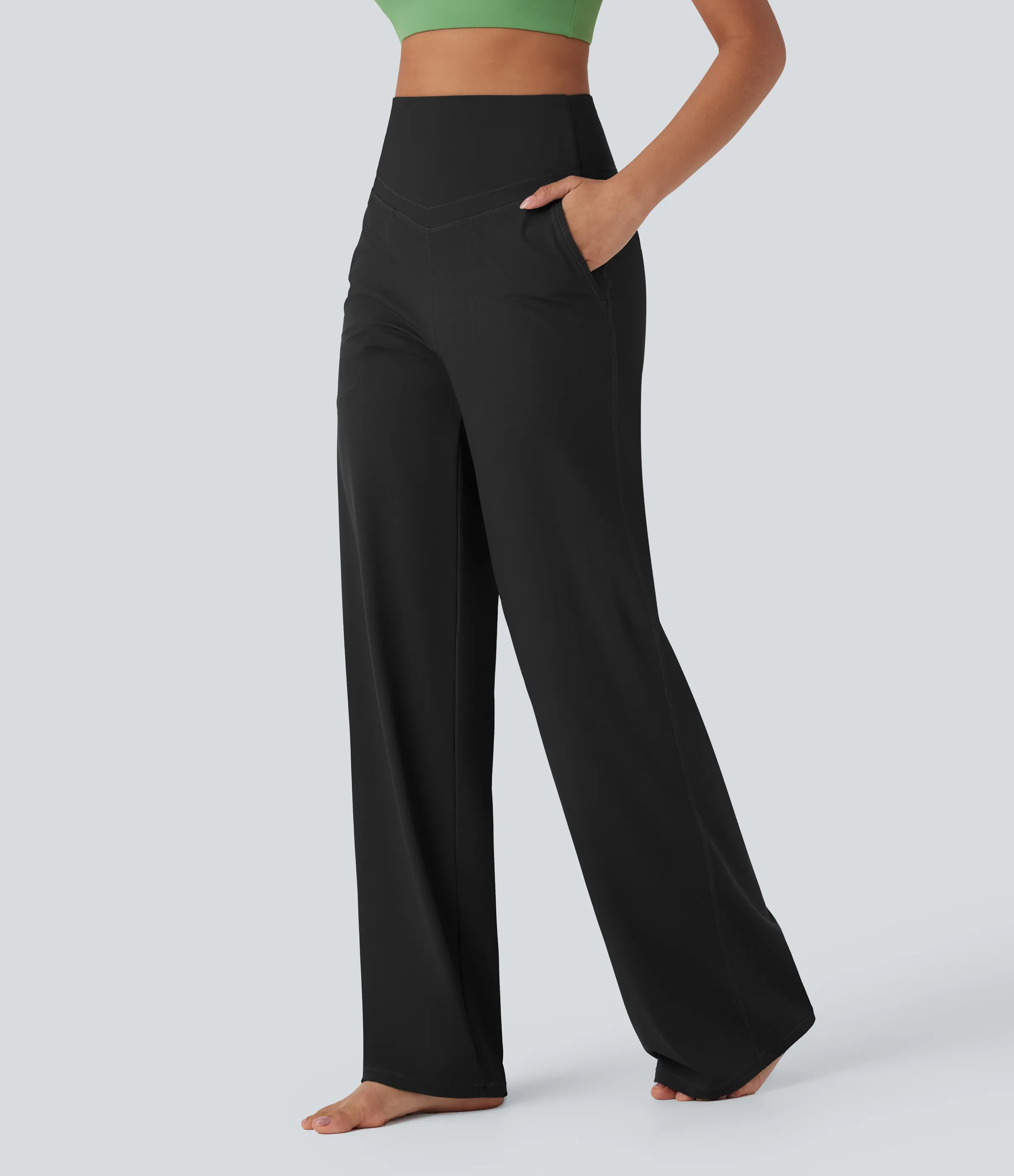Halara Pantalones de yoga Halara UltraSculpt™ moldeadores de tiro alto con control de abdomen y pierna recta con bolsillos - Black - S(tall) sold by Halara product image thumbnail 4