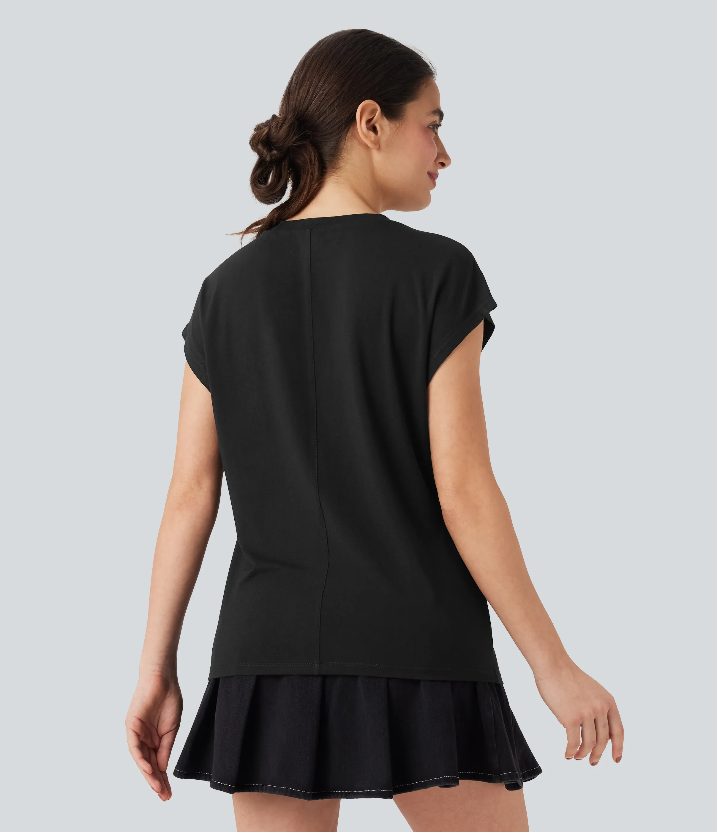 Halara Top casual con cuello redondo con manga corta - Black - M sold by Halara product image thumbnail 3