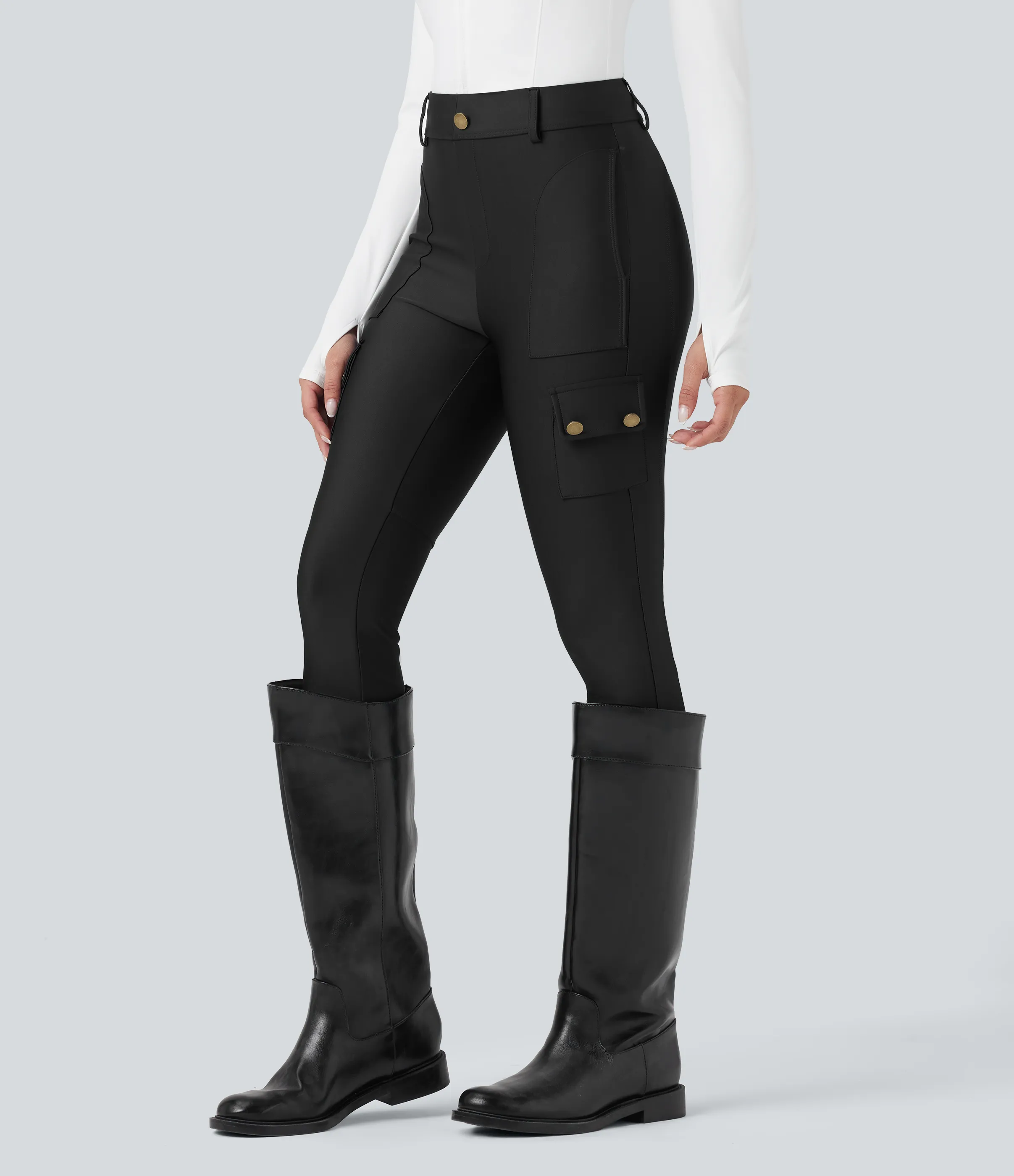 Halara Leggings de tiro alto con brillo y bolsillos en longitud 7/8 - Black - S(full_length) sold by Halara product image thumbnail 4