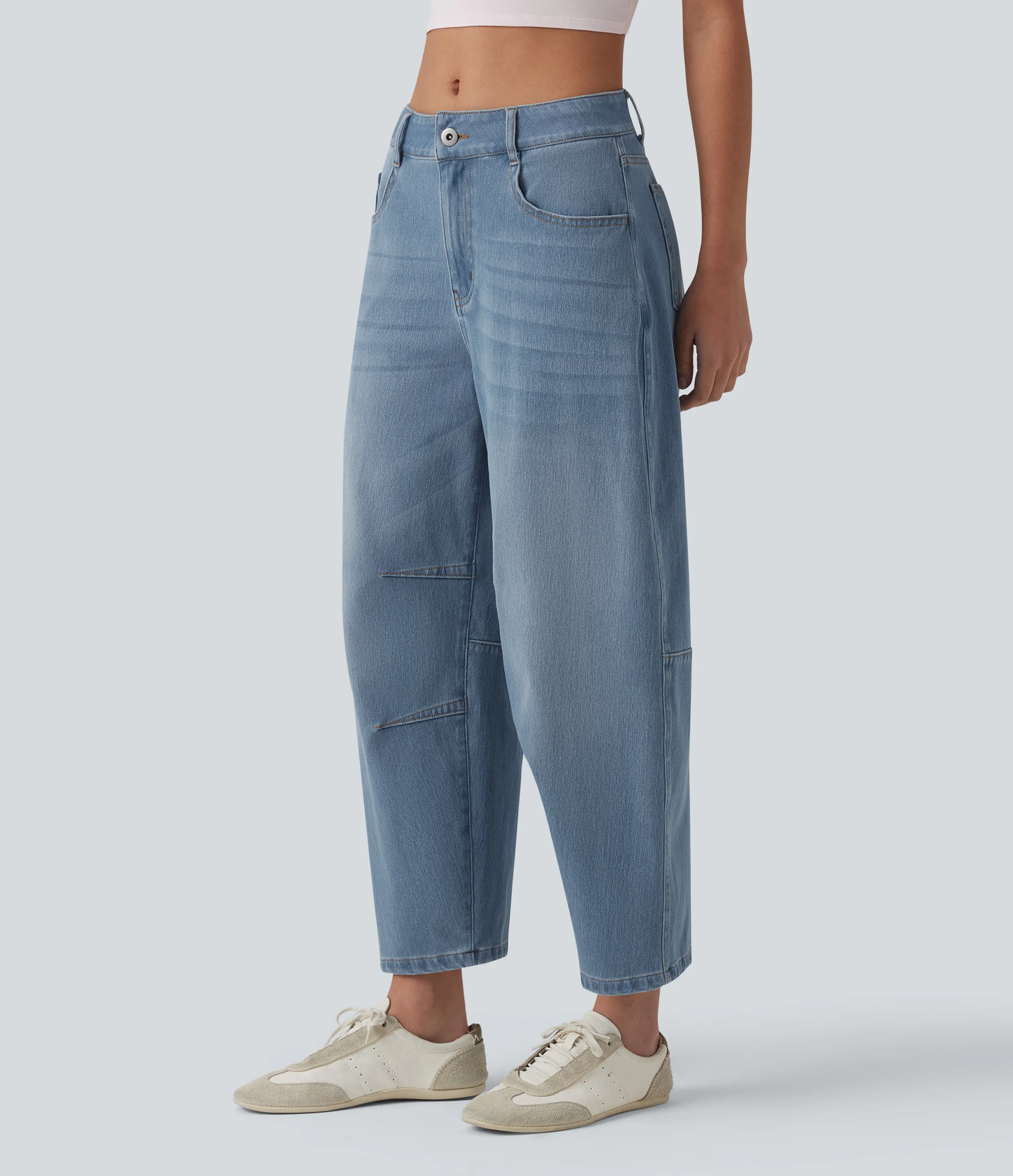 Halara Jeans Halara Flex™ Denim elástico múltiple bolsillo cierre botón pierna cilíndrica - Malibu Blue Denim - S(regular) sold by Halara product image thumbnail 4