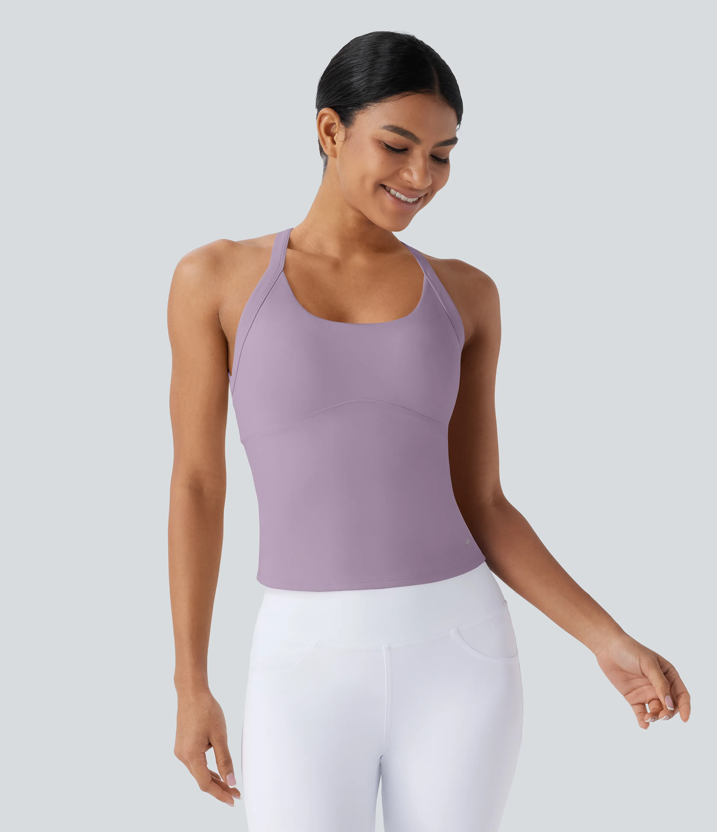 Halara Top de yoga SoftlyZero™ Plush afelpado con abertura en copas D-F - Tulip Purple - M sold by Halara product image thumbnail 3
