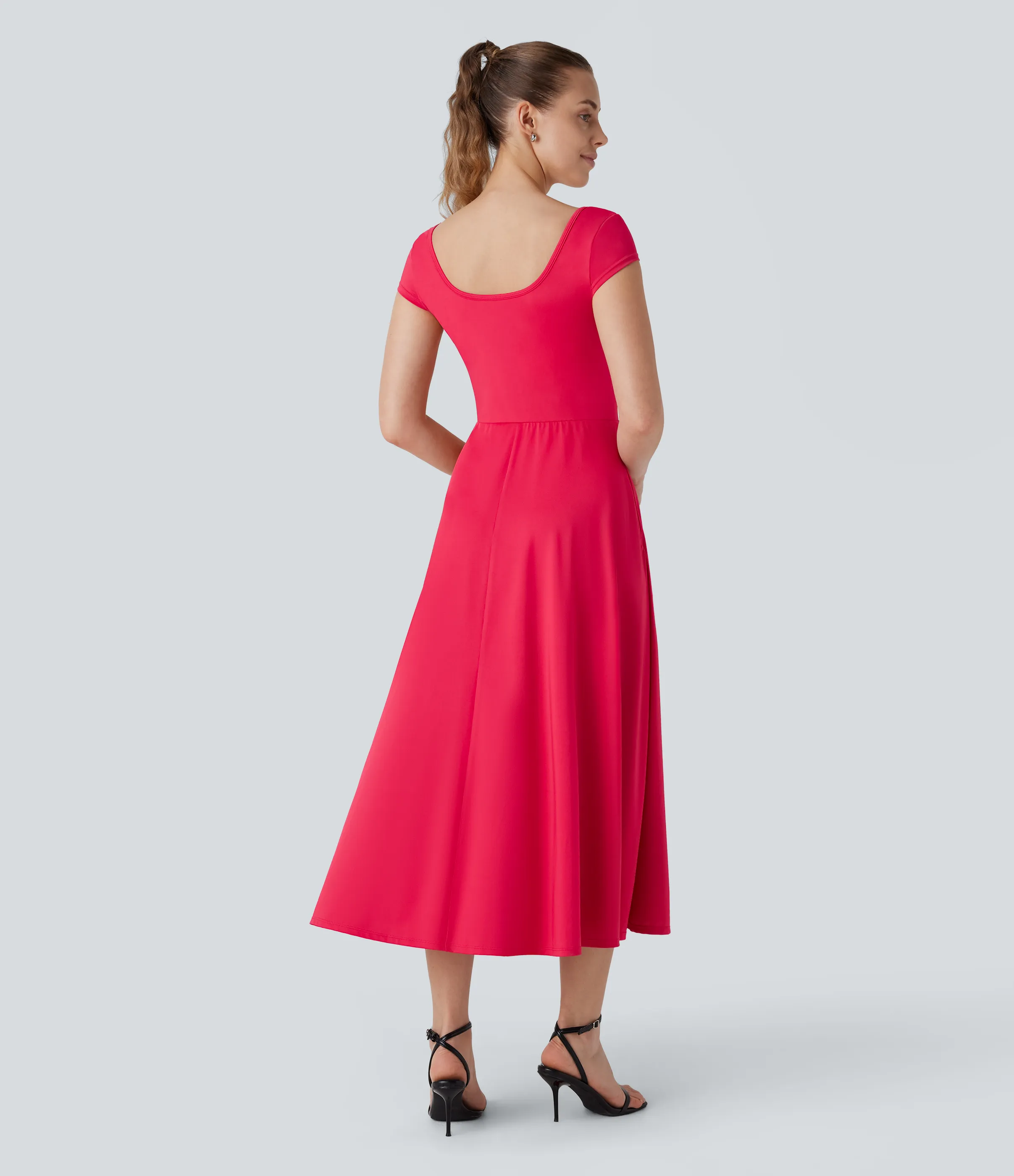 Halara Vestido holgado midi cuello cuadrado manga corta bolsillo lateral - Hibiscus - XL sold by Halara product image thumbnail 3