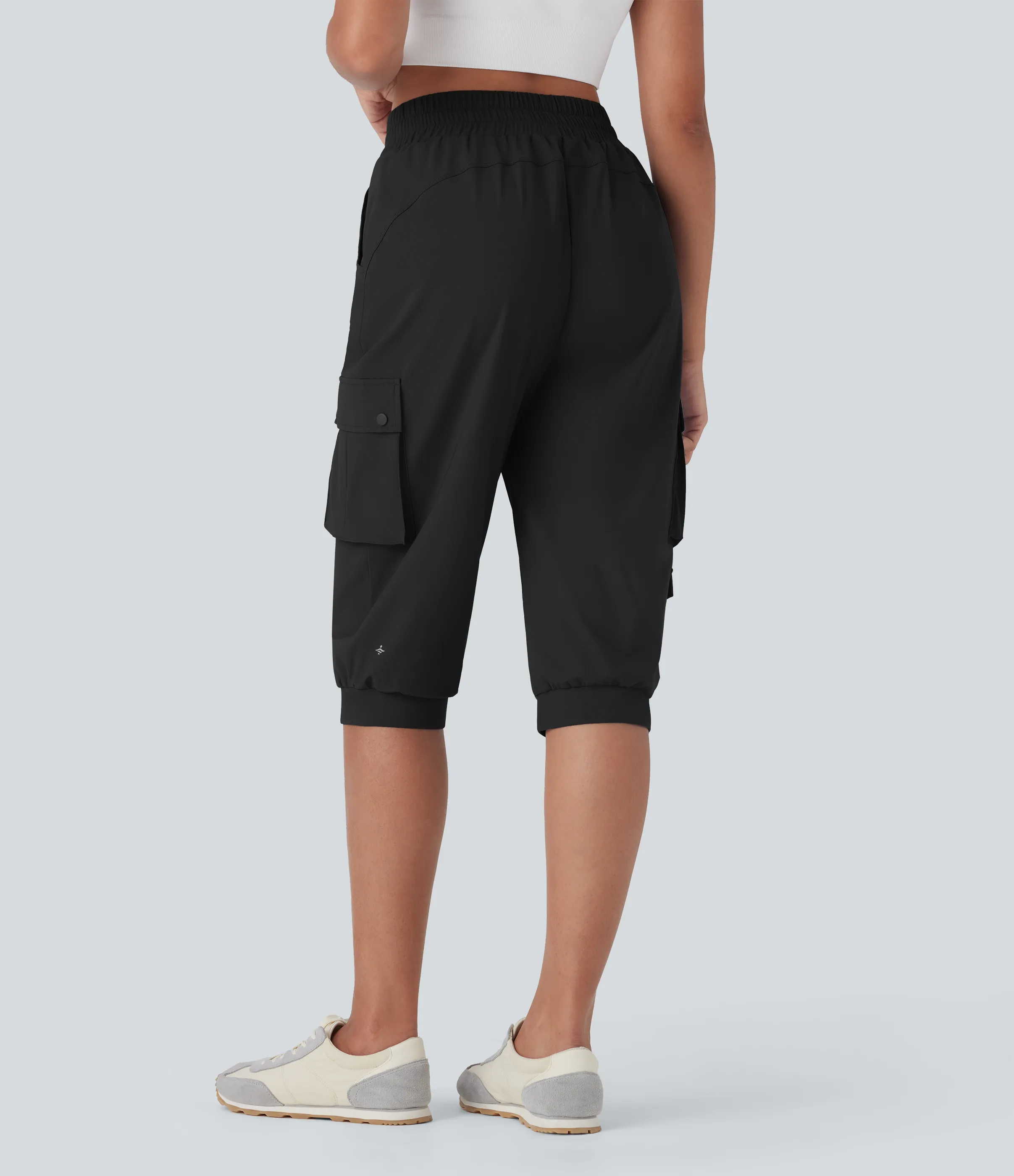 Halara Pantalones capri cargo de tiro alto con cordón ajustable de secado rápido y bolsillos - Black - S sold by Halara product image thumbnail 3